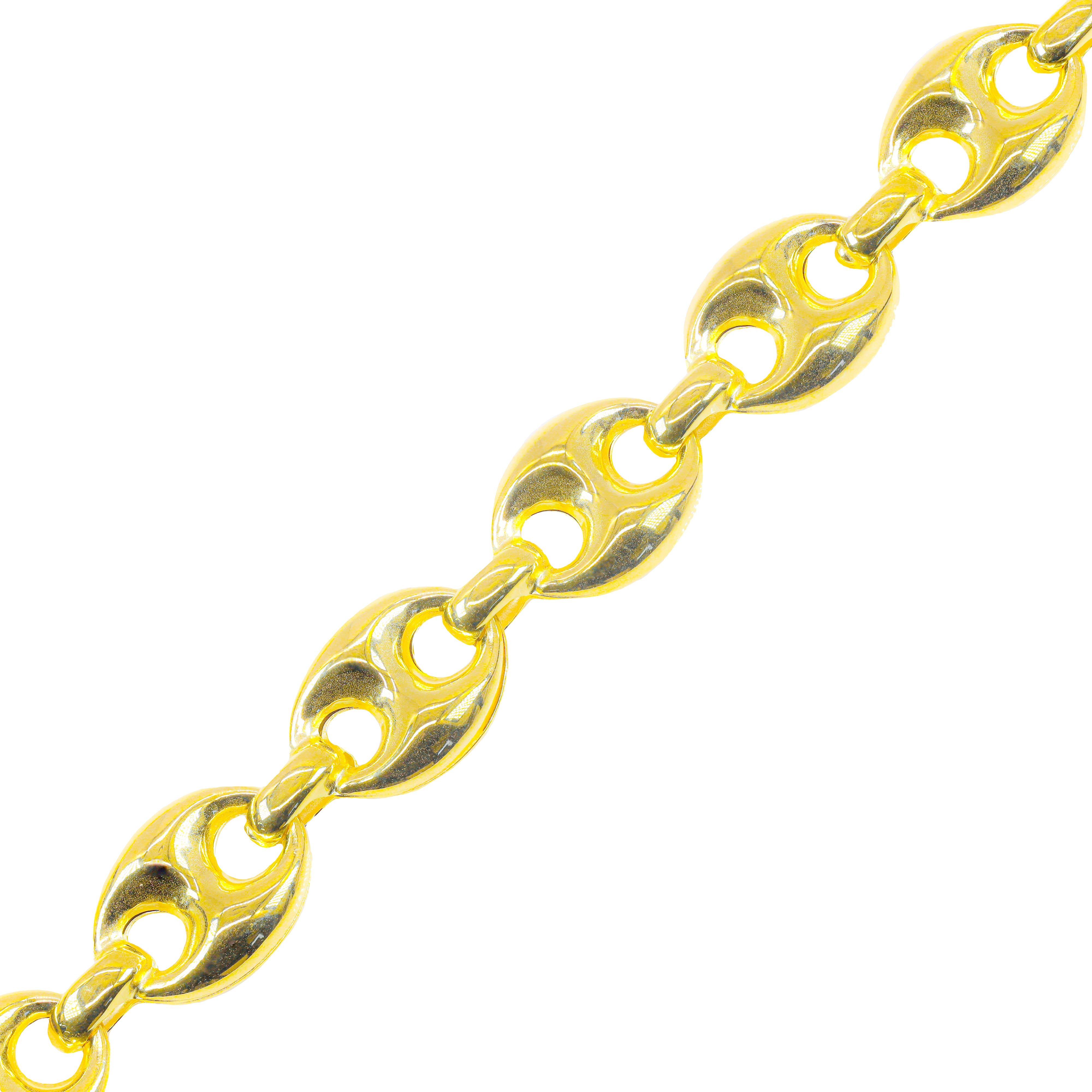 14KT Semi-Solid Puffed Mariner Link Yellow Gold Chain