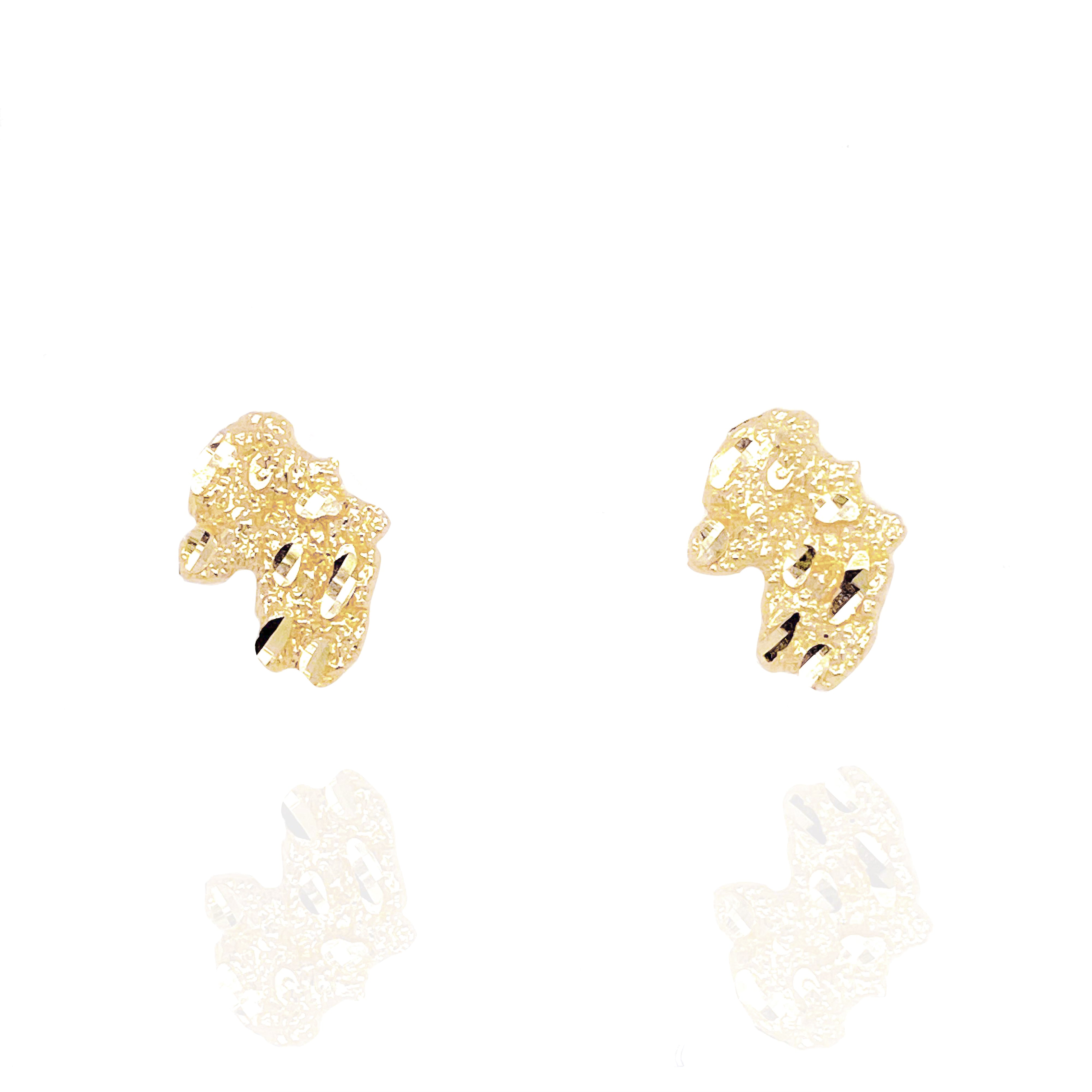 Solid Gold Nugget Style Earrings