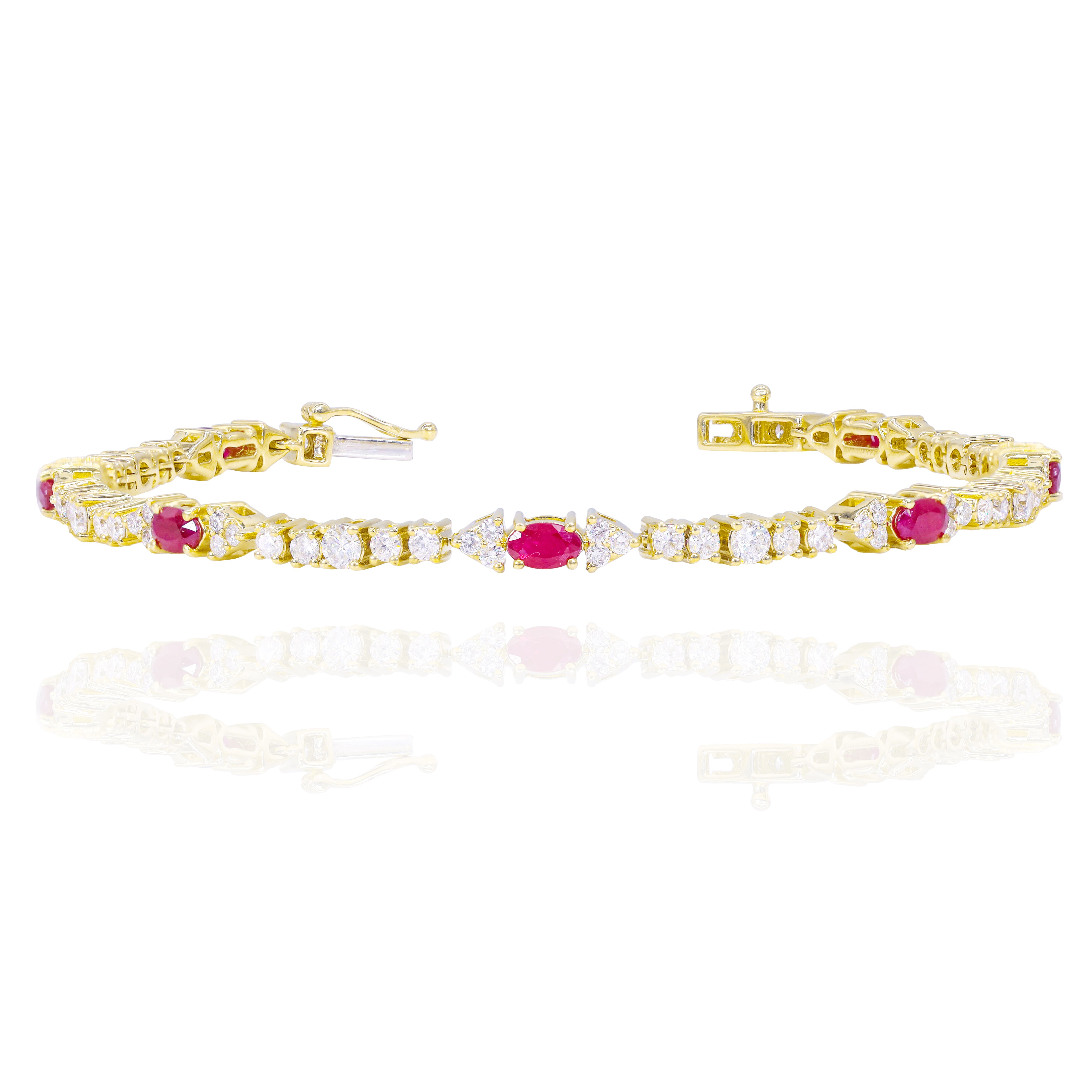 Diamond Tennis Bracelet with Red Rubies