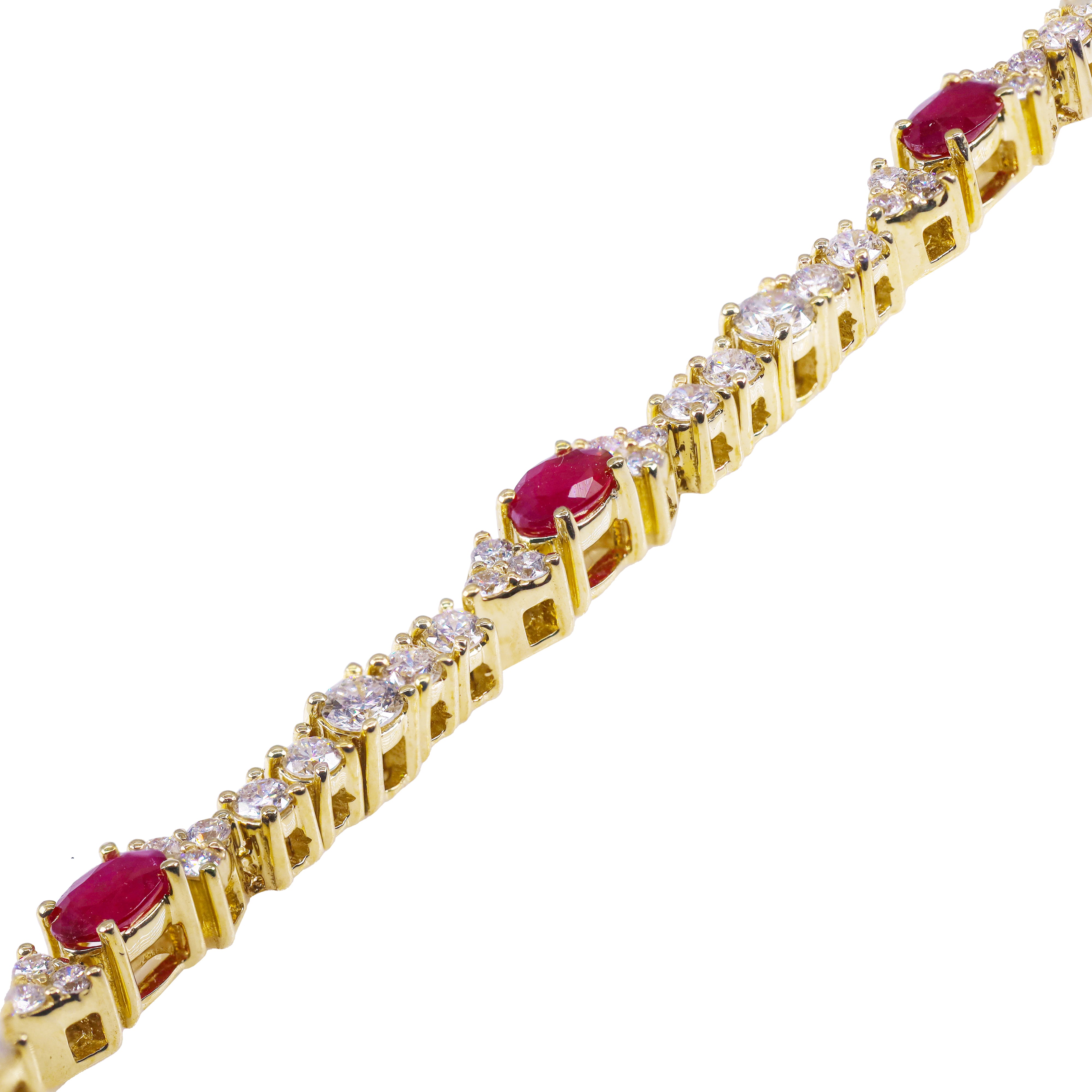 Diamond Tennis Bracelet with Red Rubies