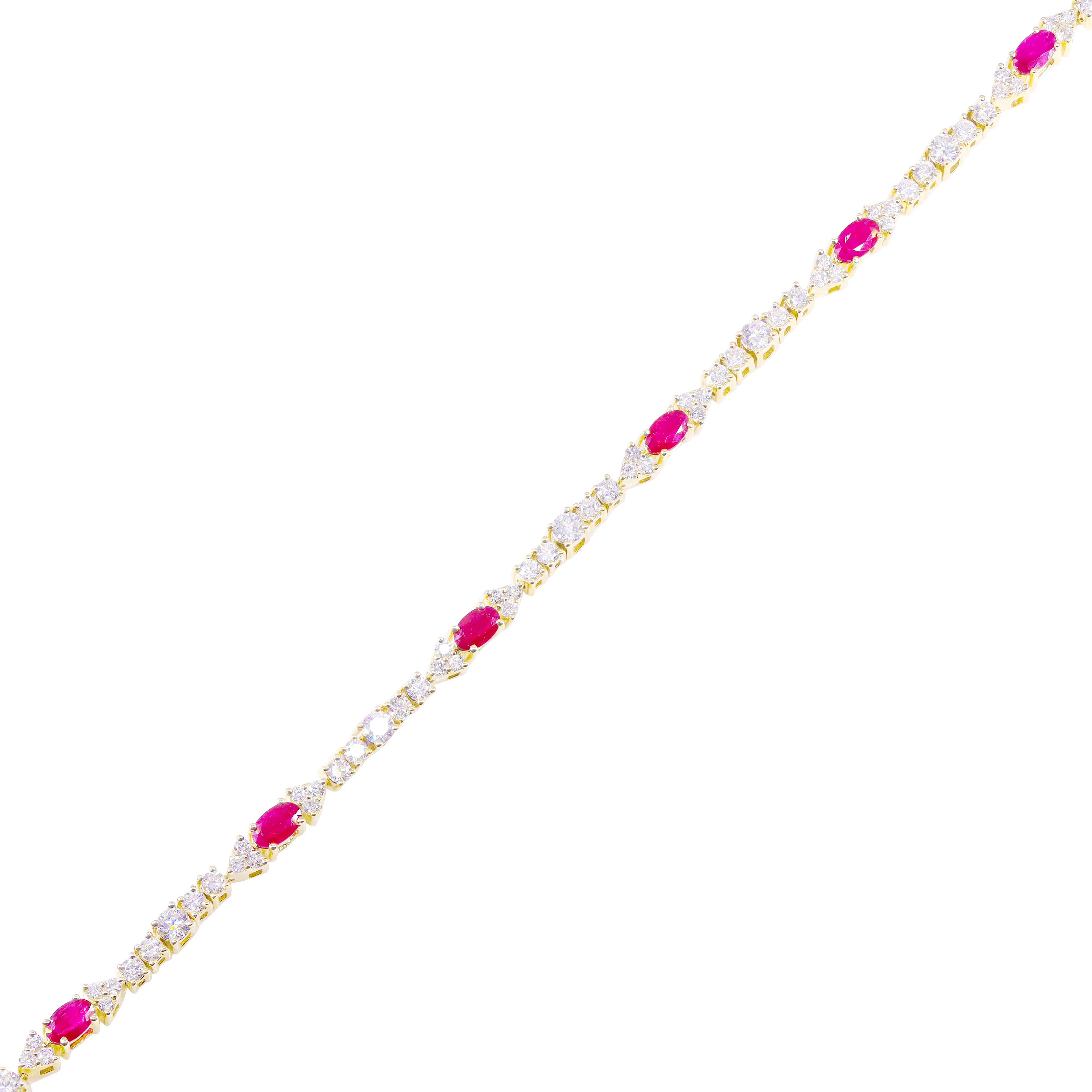 Diamond Tennis Bracelet with Red Rubies