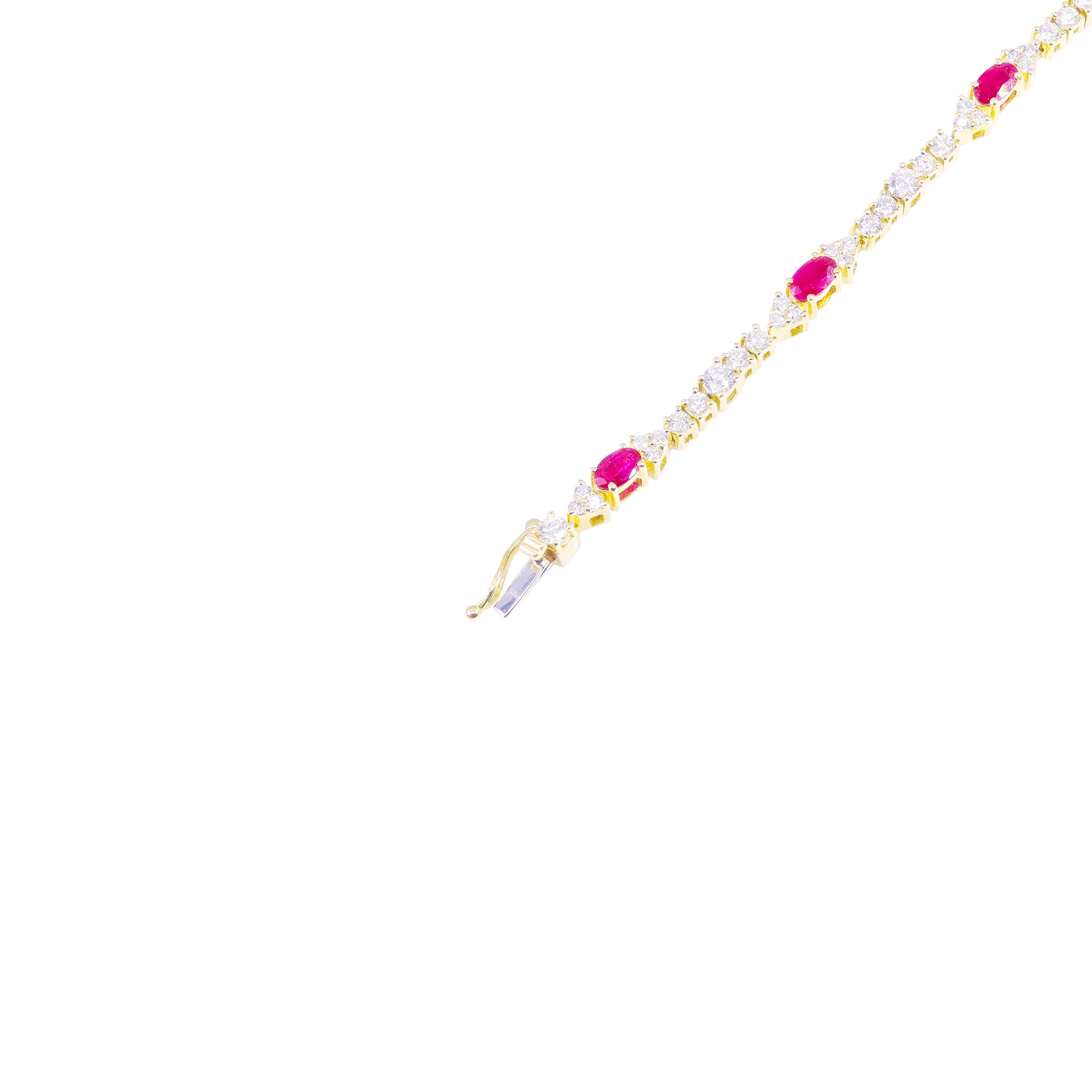 Diamond Tennis Bracelet with Red Rubies