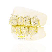 Custom Nugget Cut Diamond Dust Gold Grillz