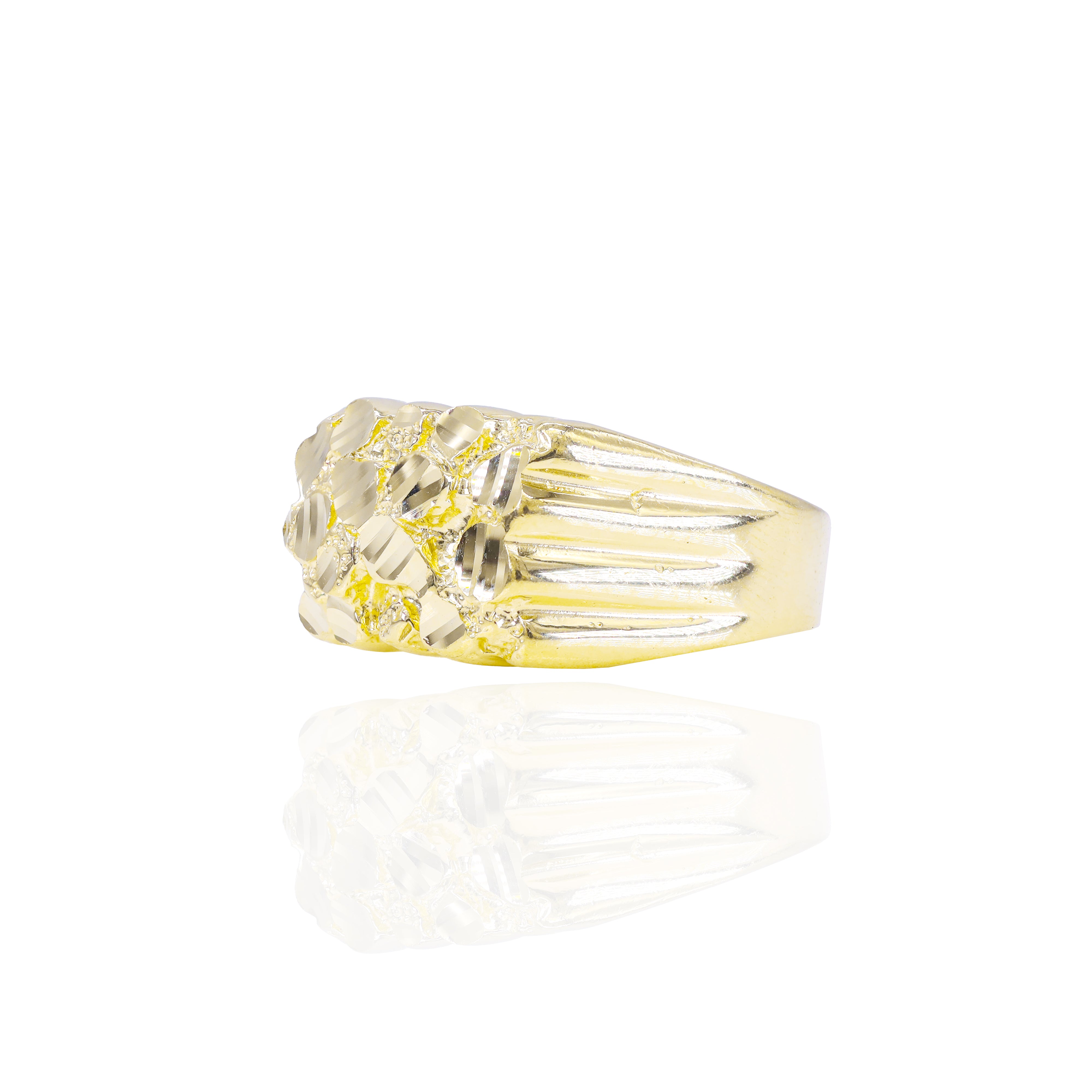 Rectangle Shaped Gold Nugget Ring