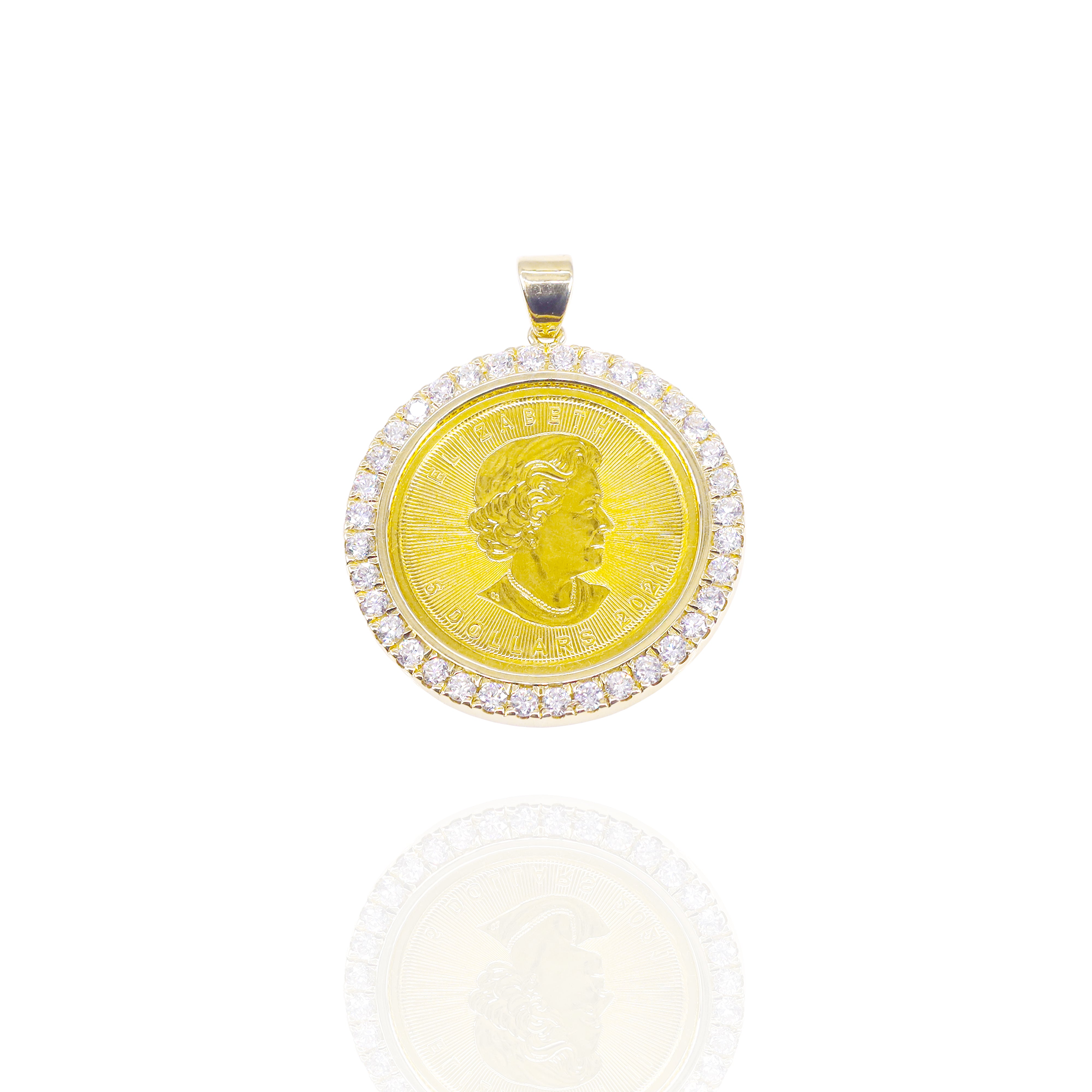 Queen Elizabeth 24KT 1/10 Ounce Gold Coin with Diamond Bezel