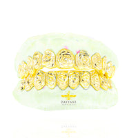 Custom Rose Cut & Diamond Dust Gold Grillz