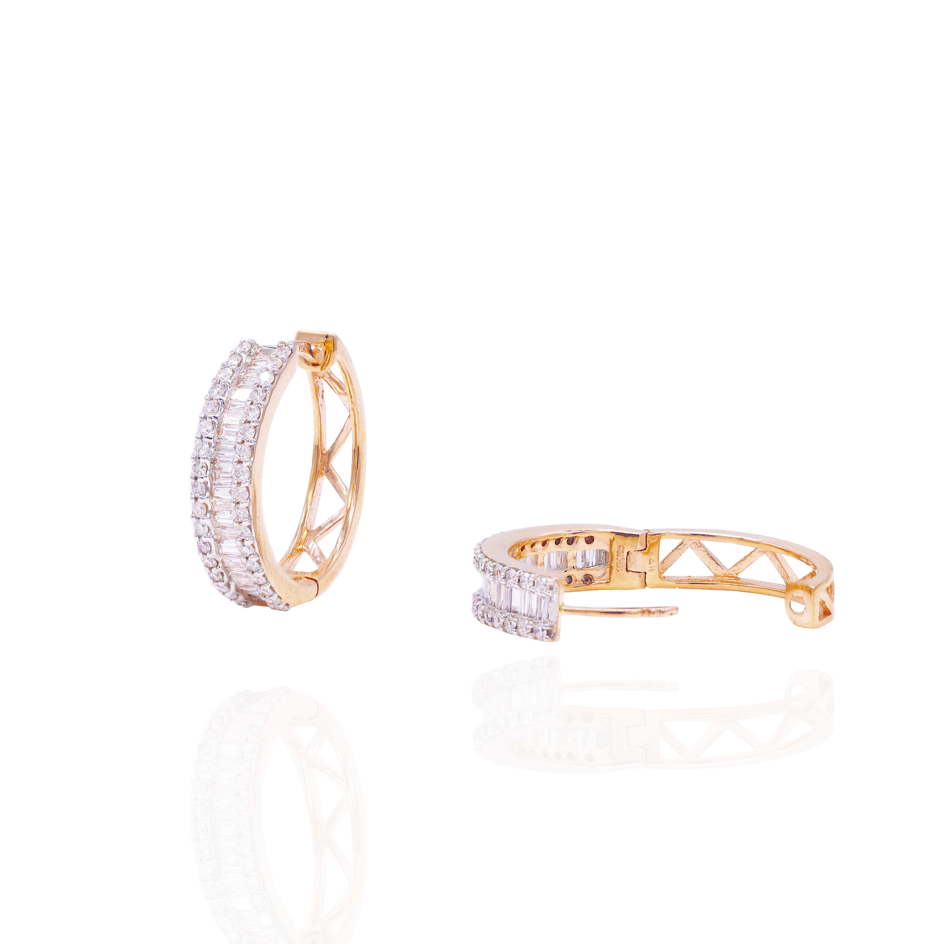 Large Baguette Diamond Hoop Earrings