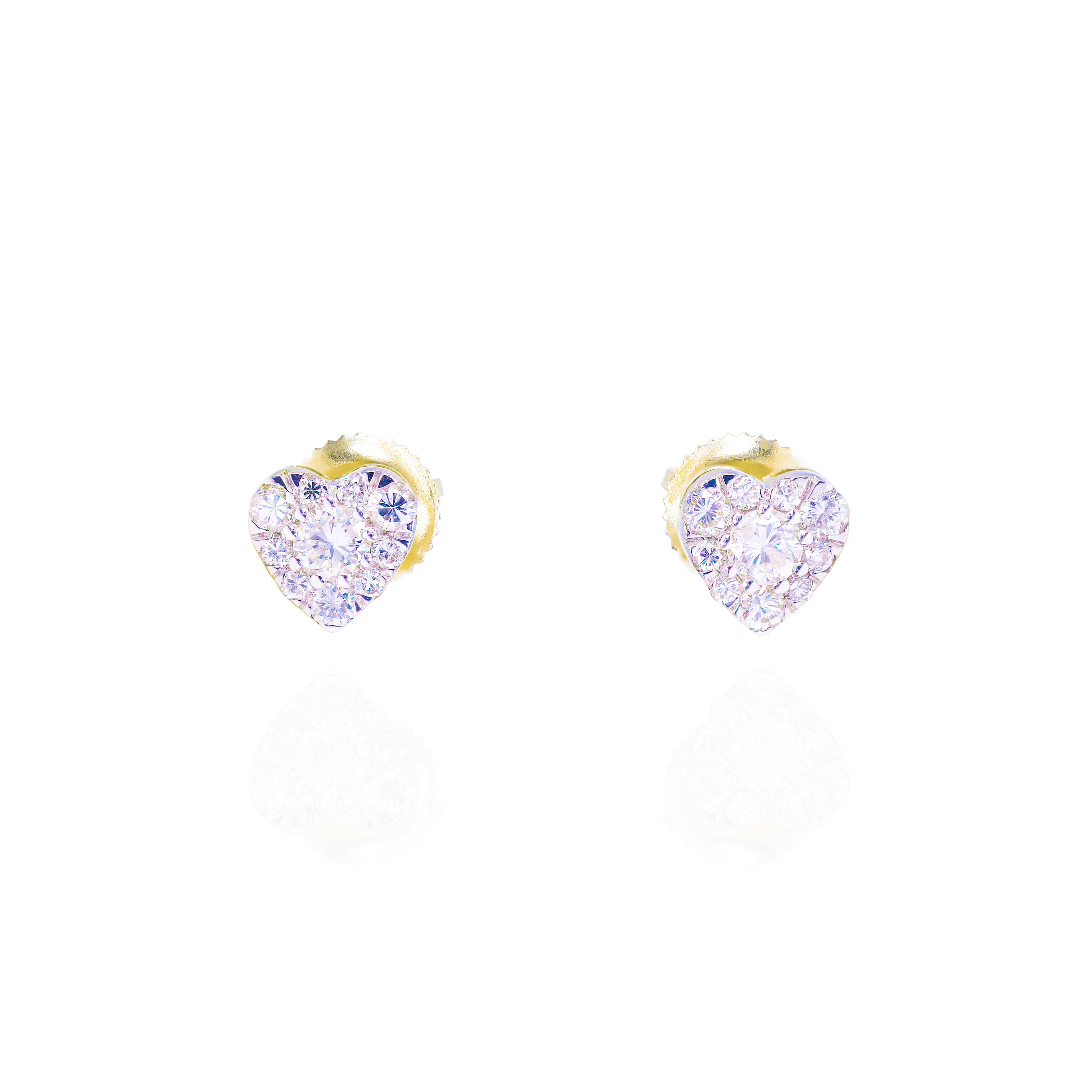 Center Diamond Heart Shape Diamond Earrings