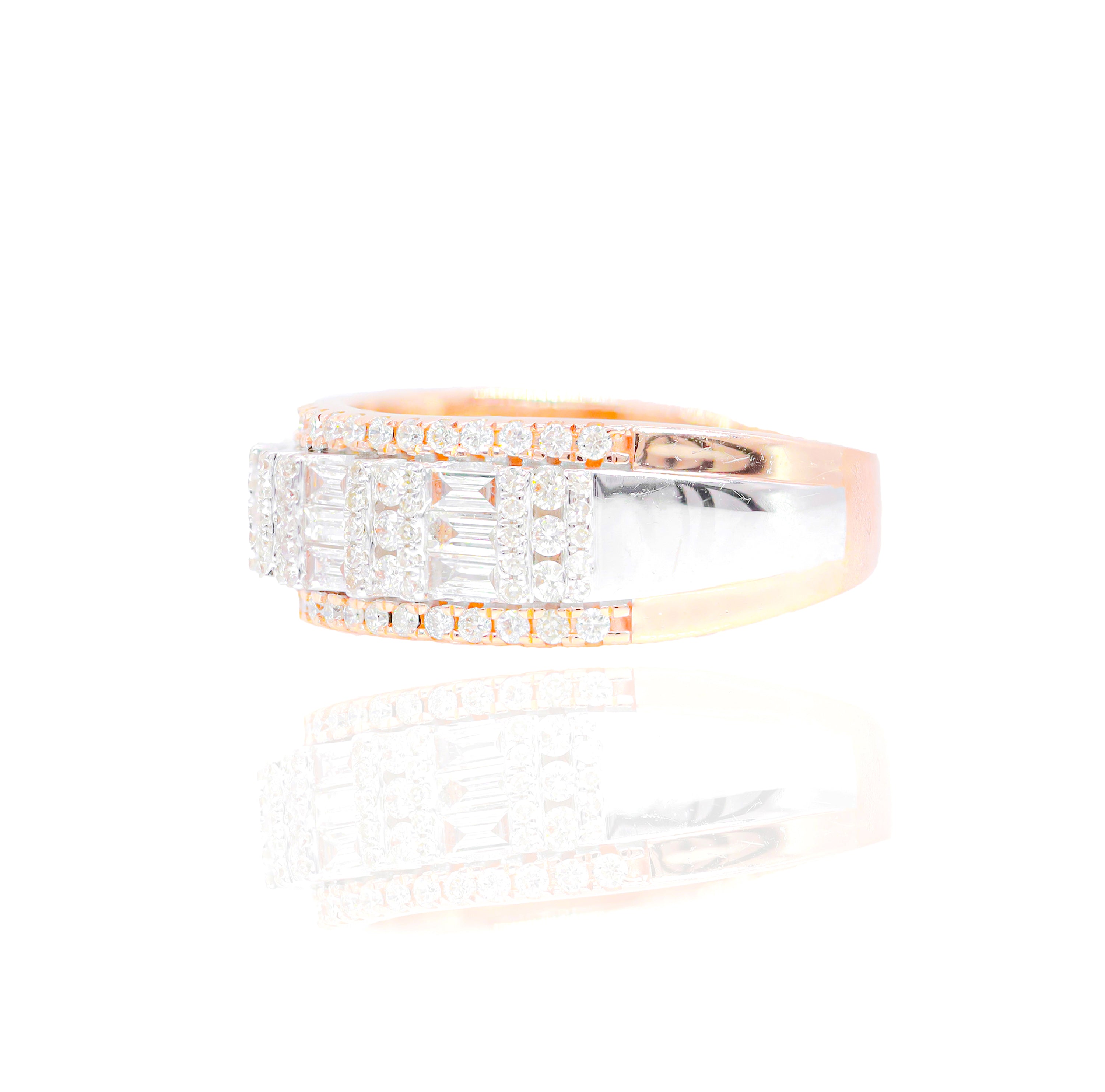 Two-Tone Baguette & Round Diamond Ring Band