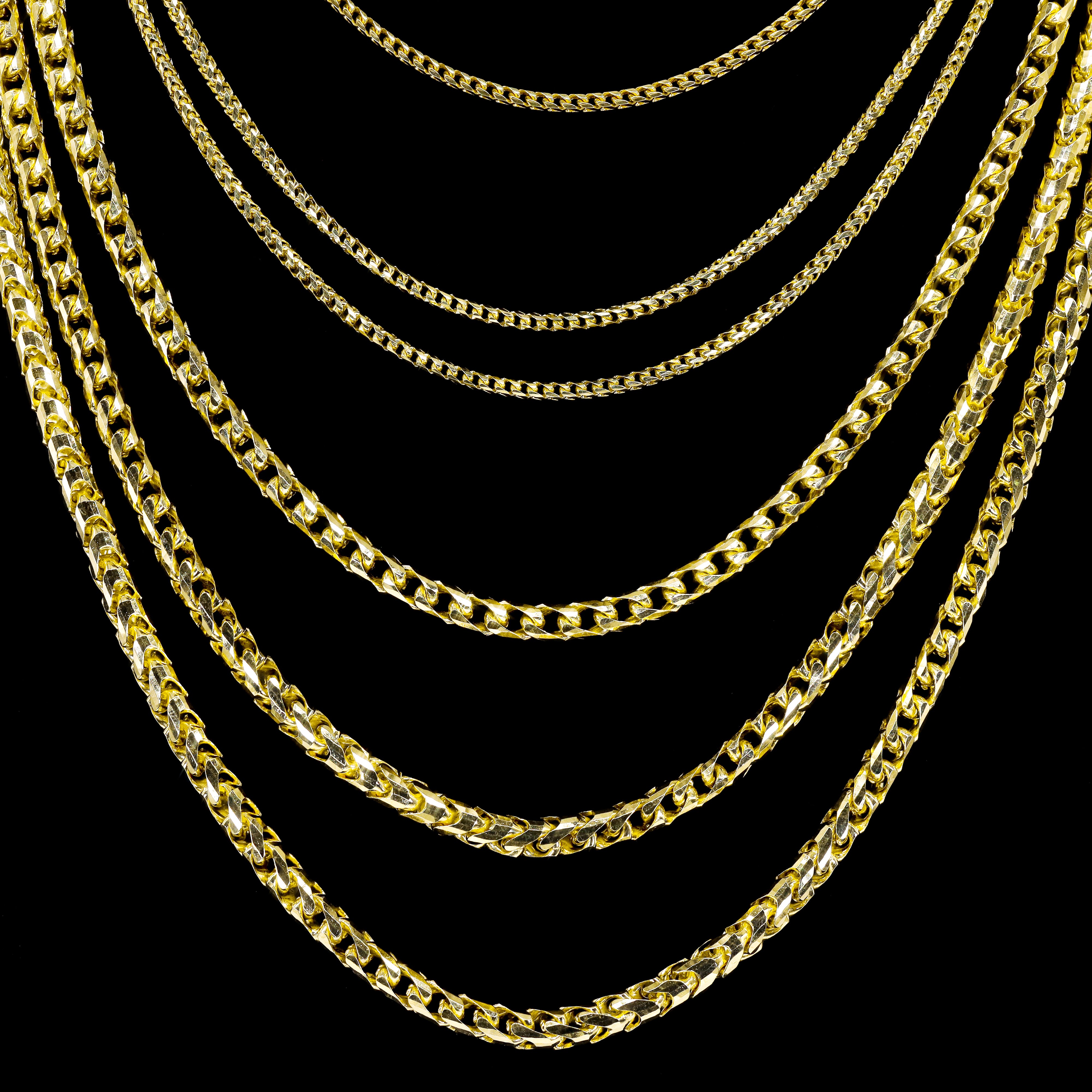 14KT Solid Rounded Franco Yellow Gold Chain