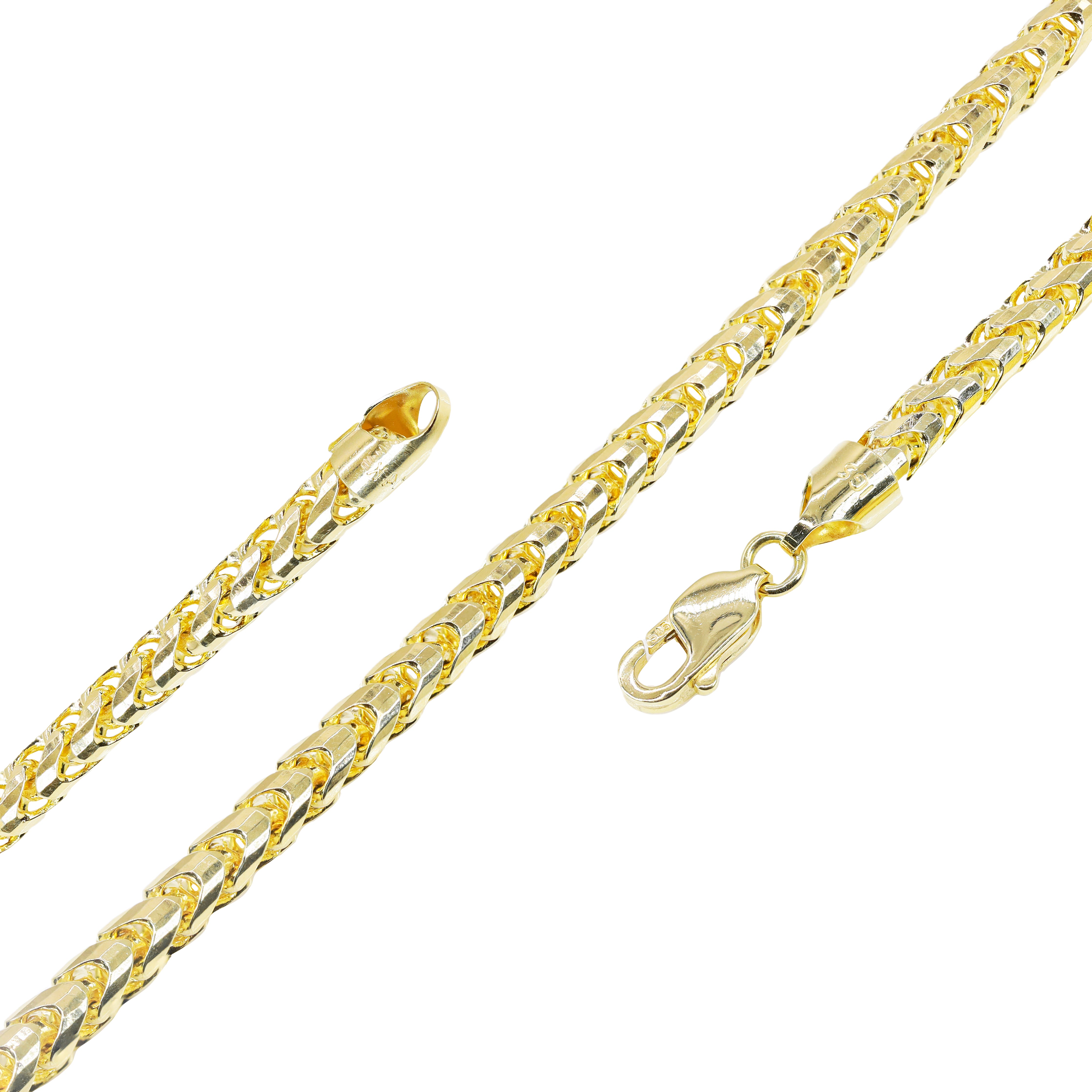 14KT Solid Rounded Franco Yellow Gold Chain