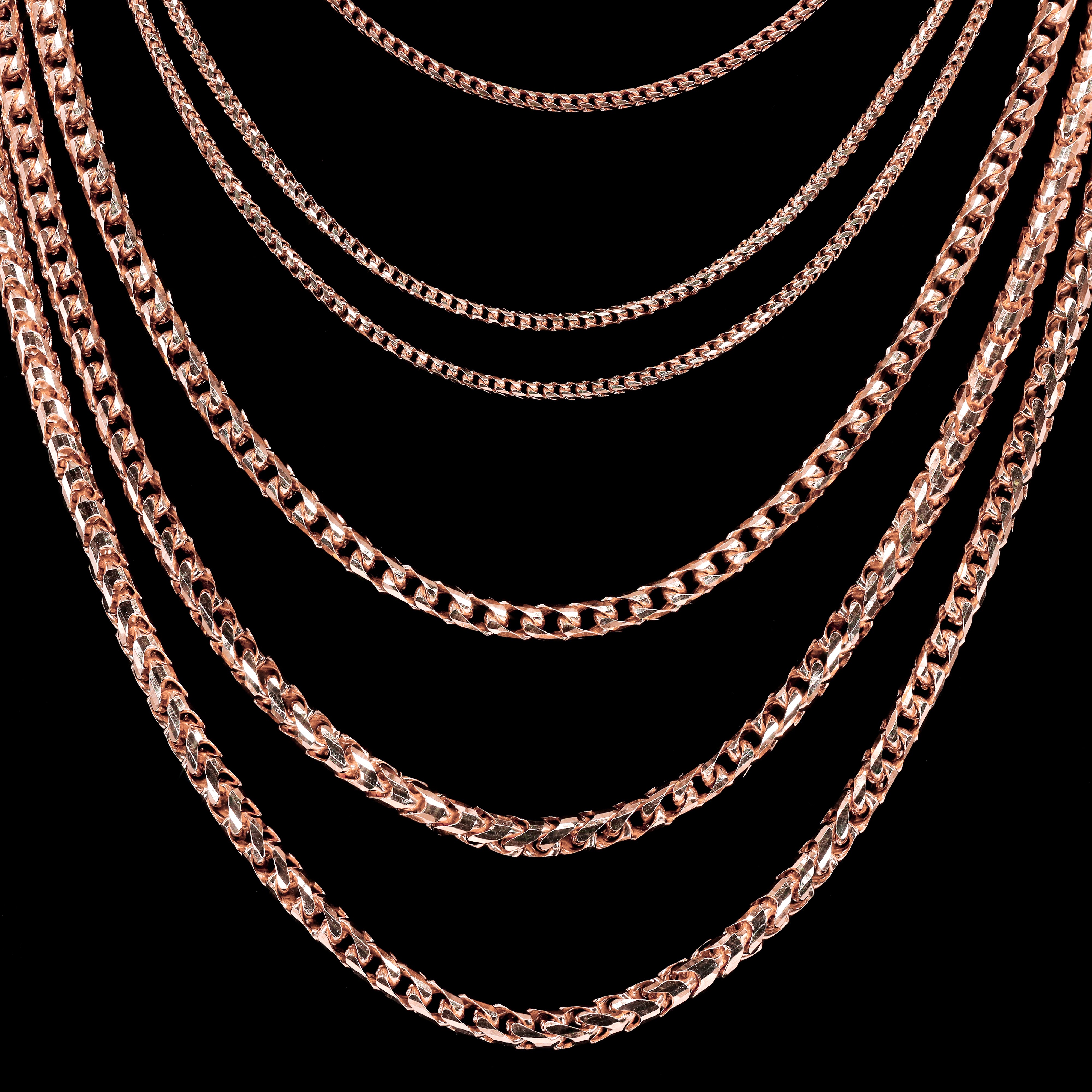 14KT Solid Rounded Franco Rose Gold Chain