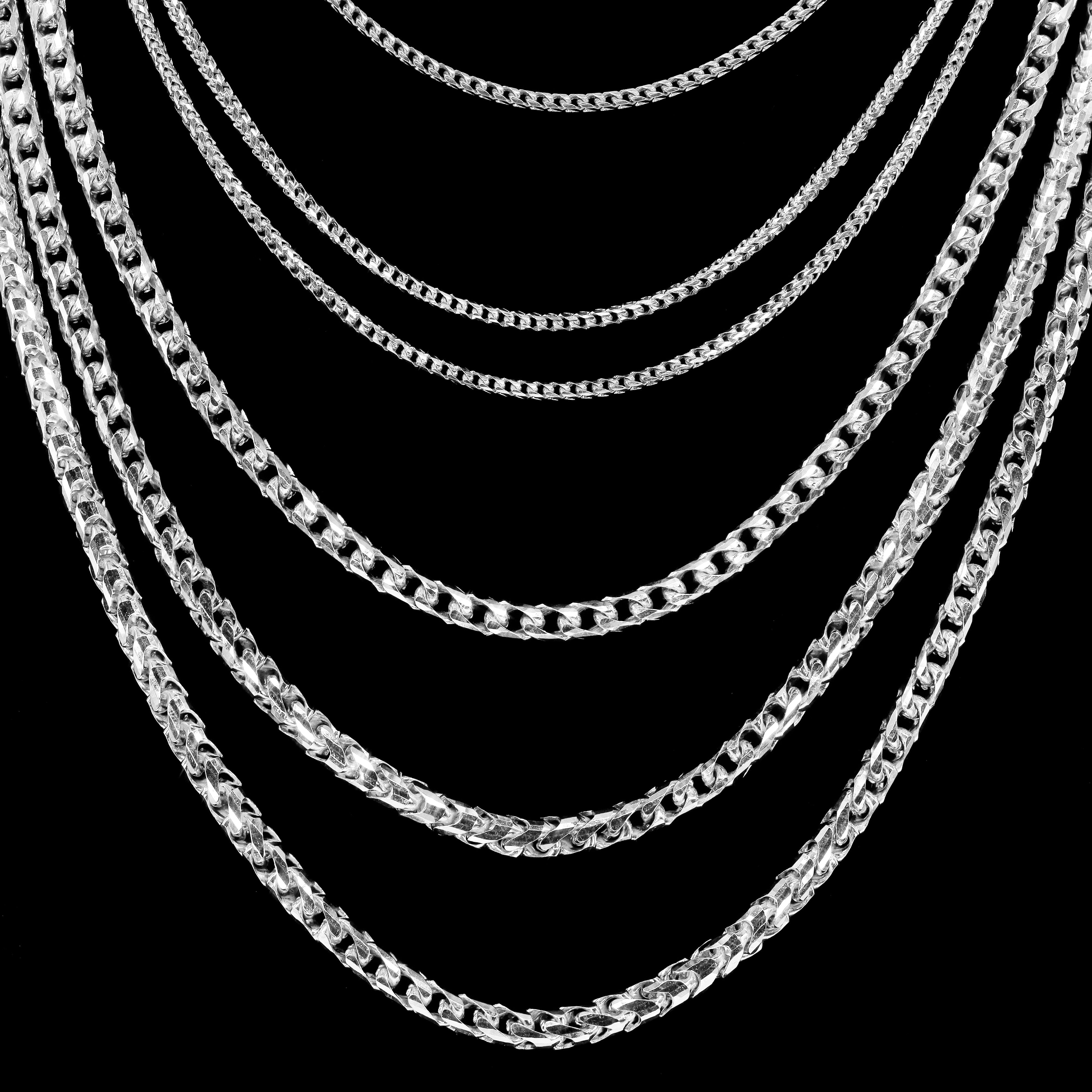 14KT Solid Rounded Franco White Gold Chain