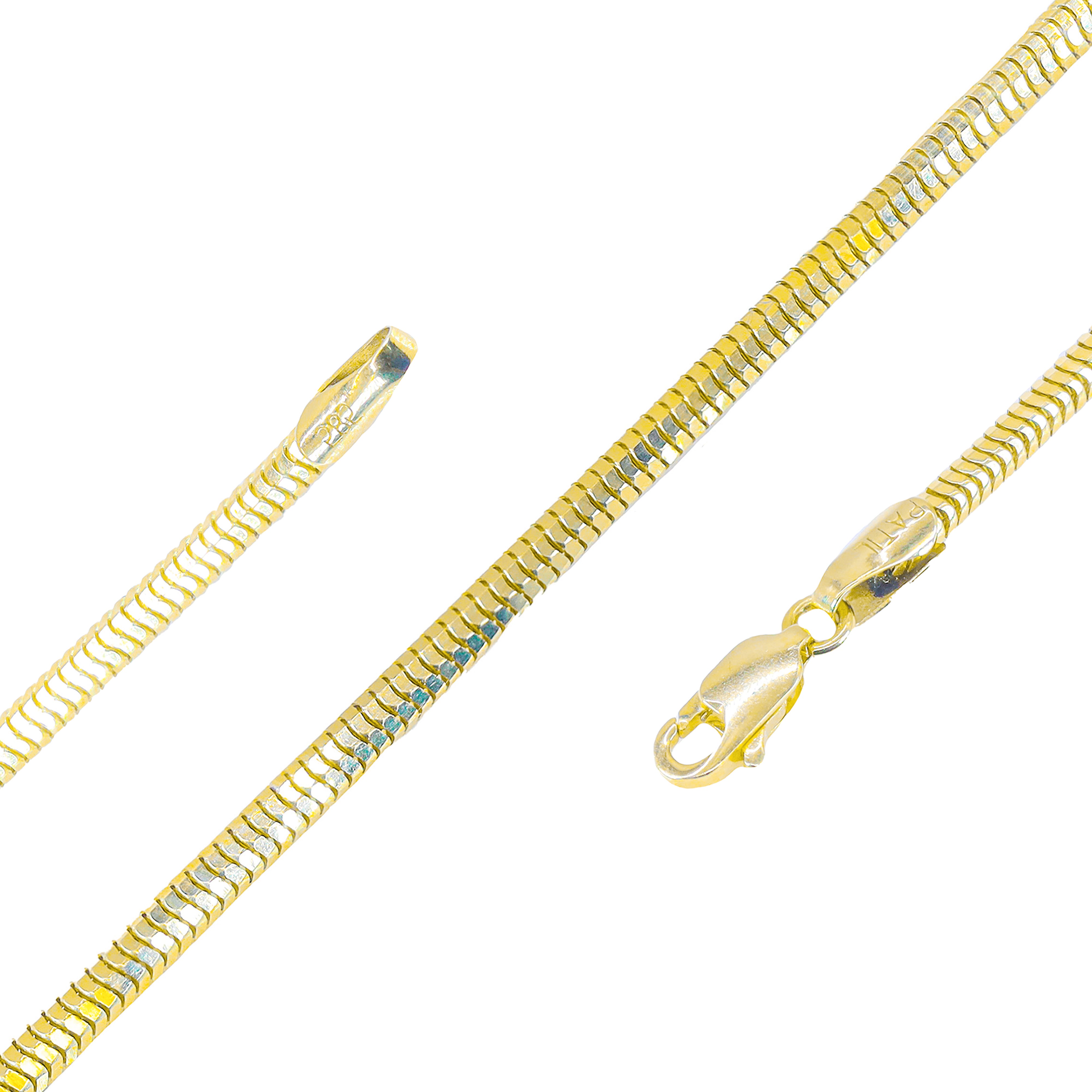 14KT Solid Round Snake Link Yellow Gold Chain