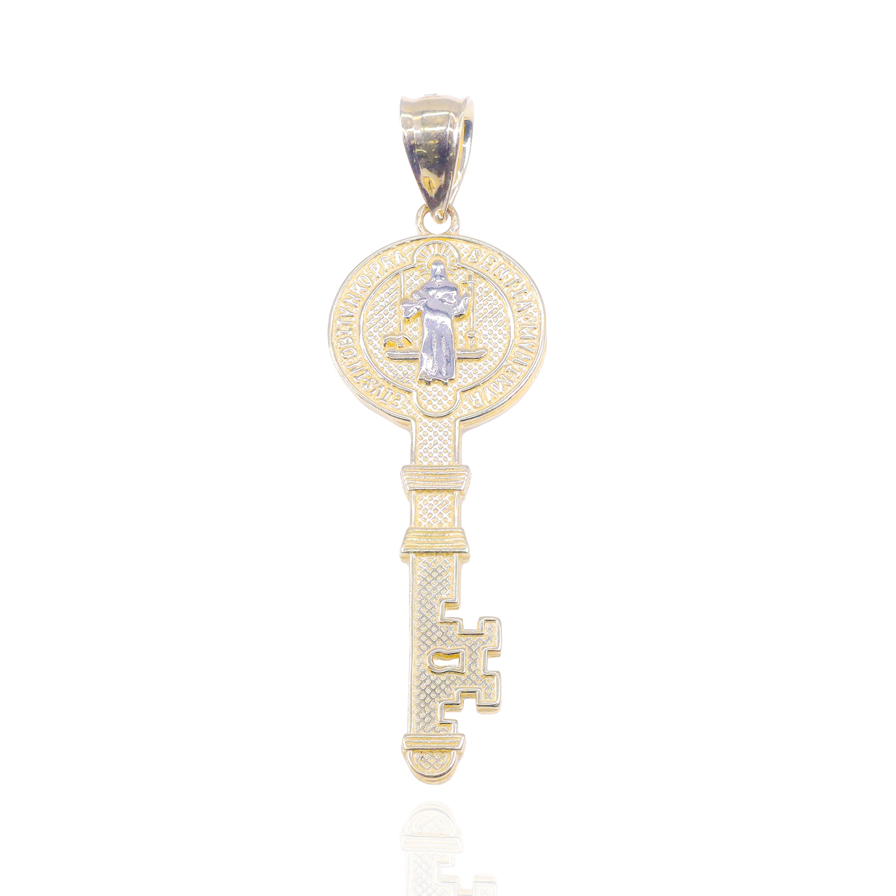 Key of Medal to Saint Benedict Gold Pendant