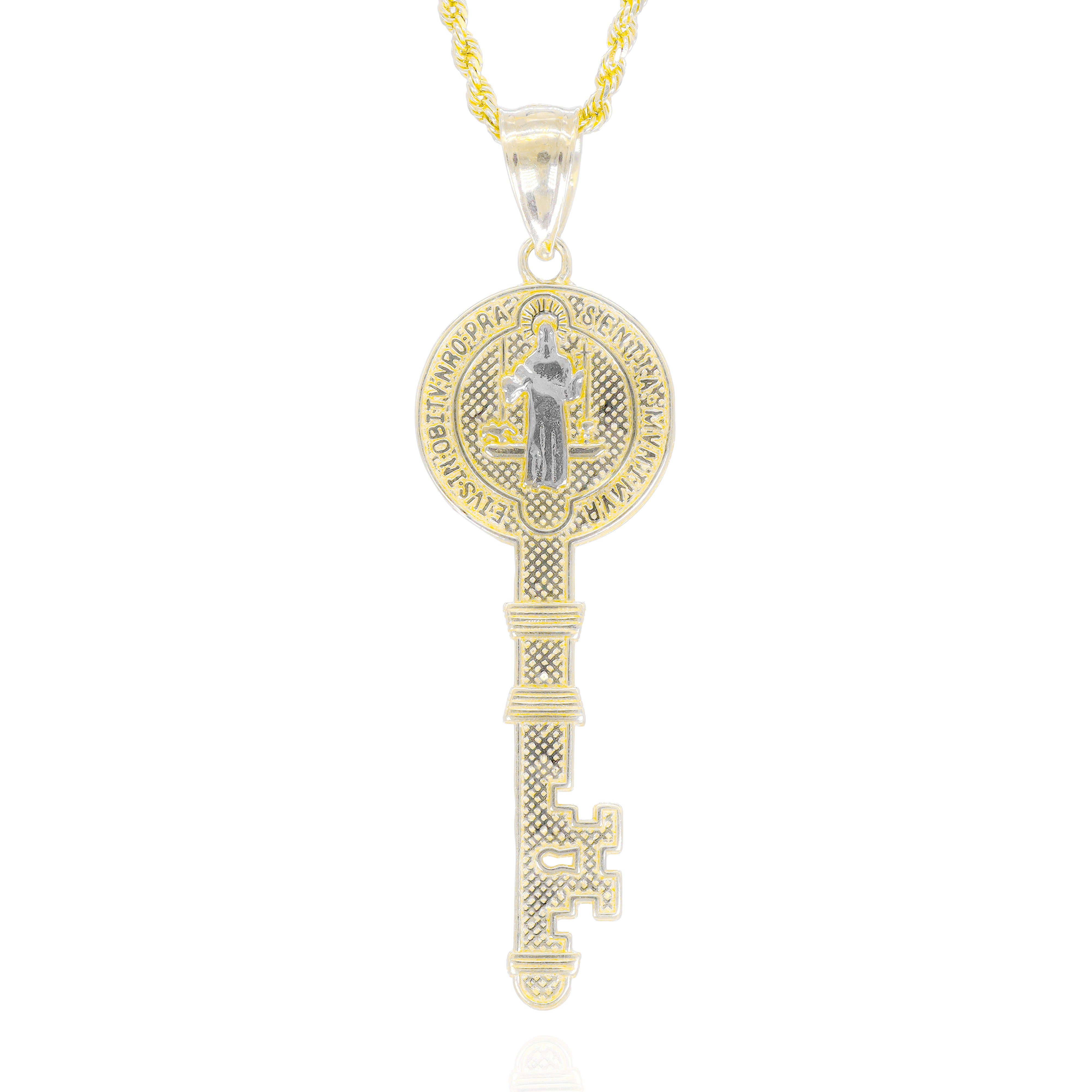 Key of Medal to Saint Benedict Gold Pendant