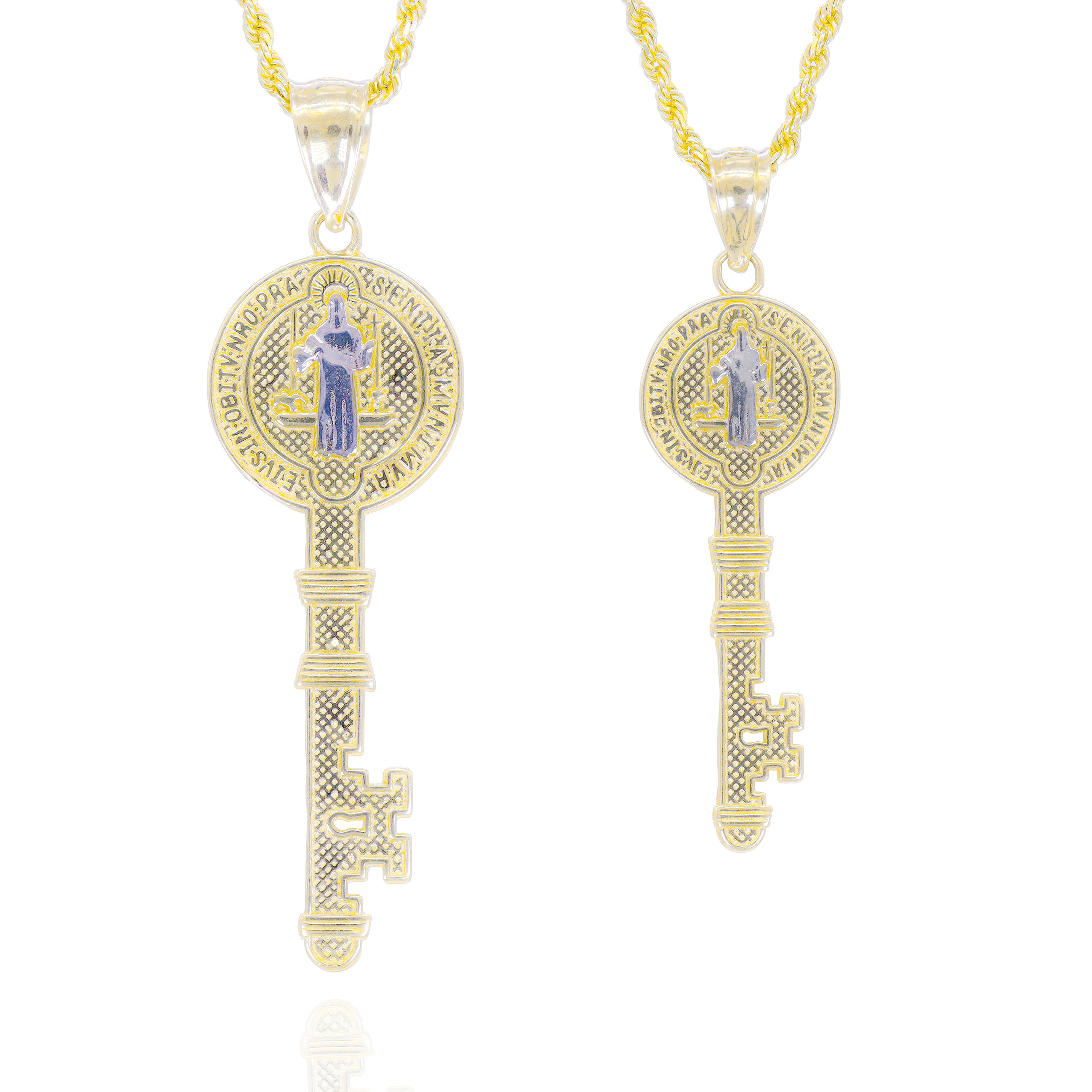 Key of Medal to Saint Benedict Gold Pendant