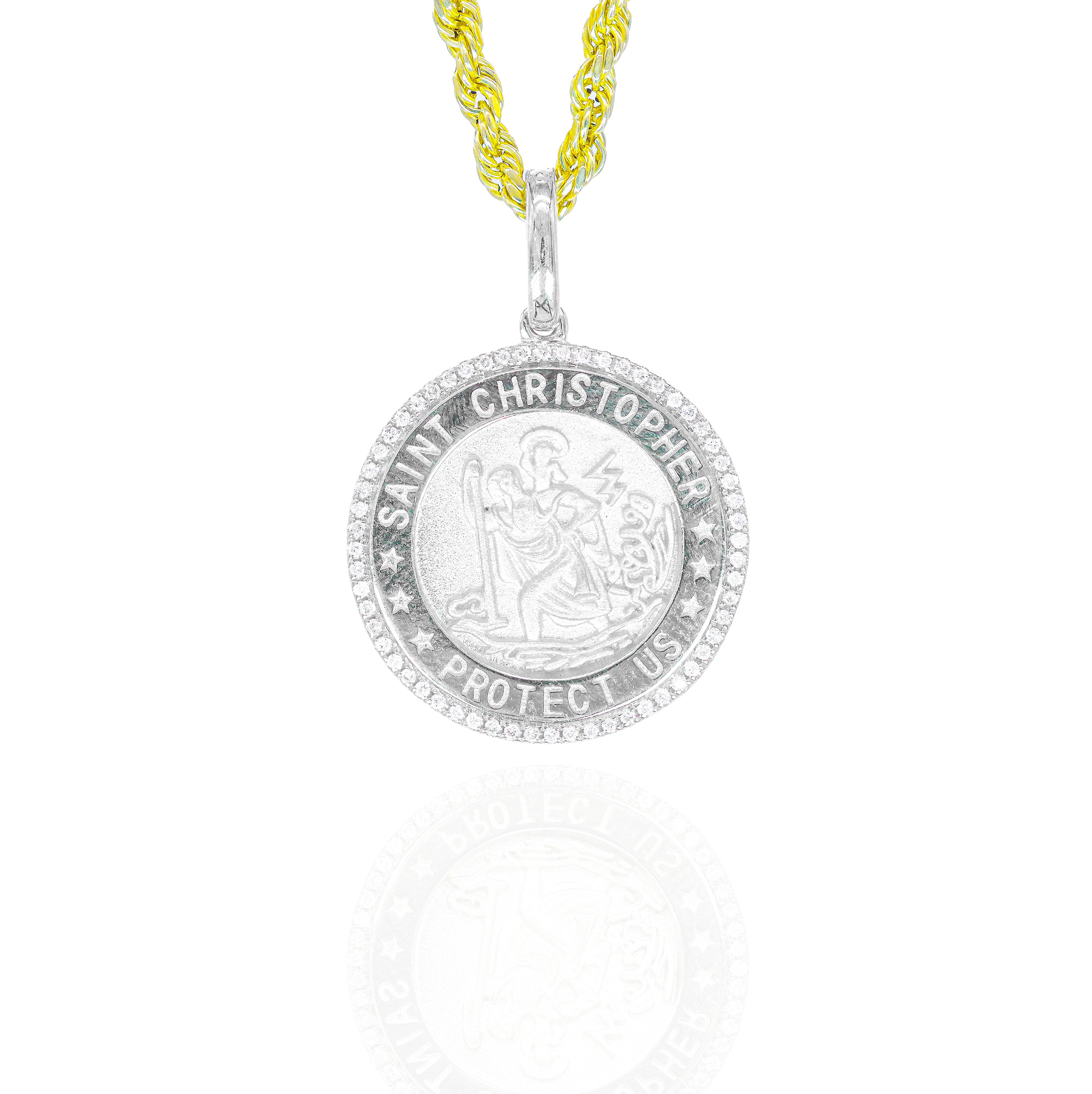 St.Christopher Gold Protect Us Diamond Pendant