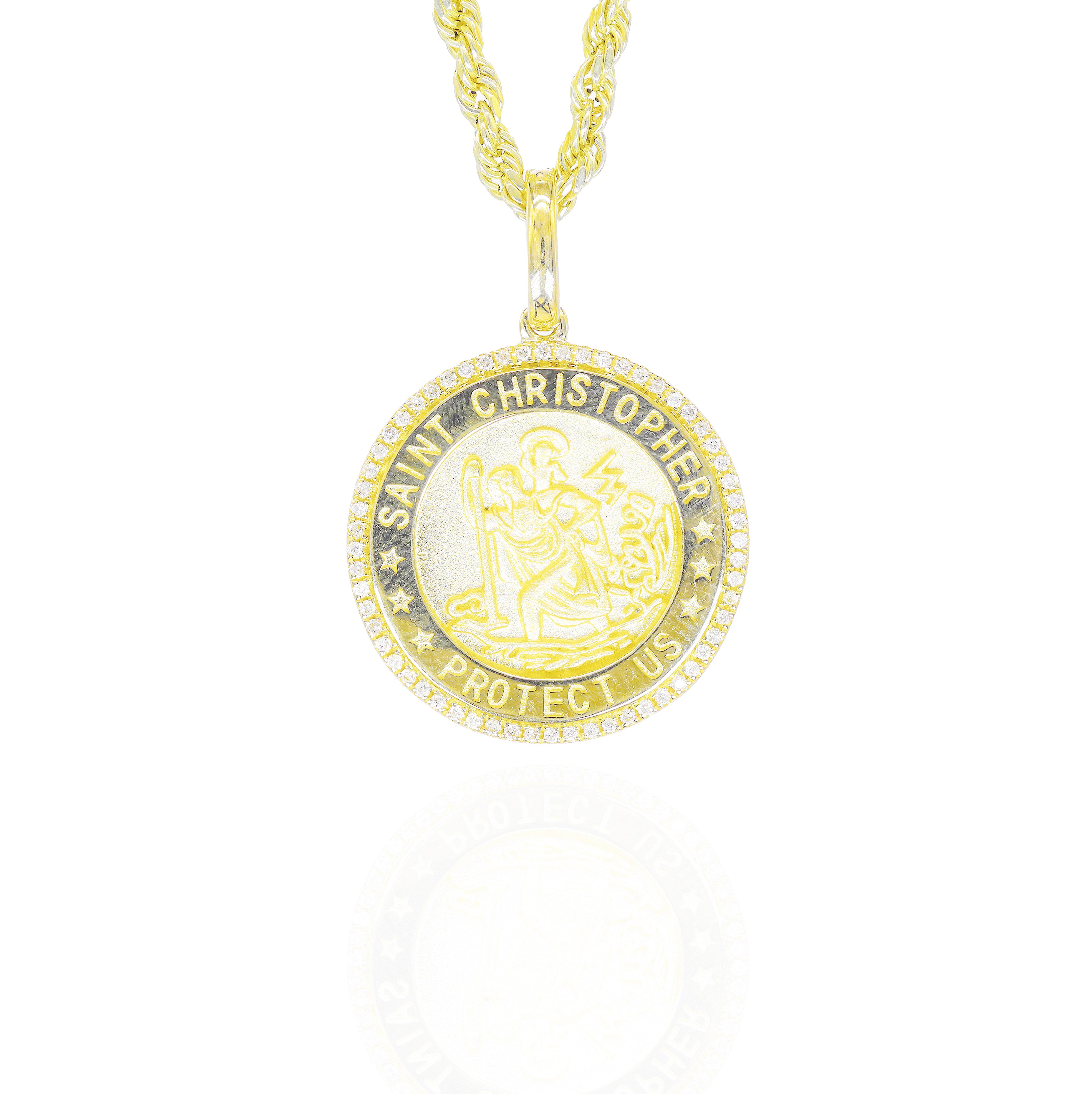 St.Christopher Gold Protect Us Diamond Pendant