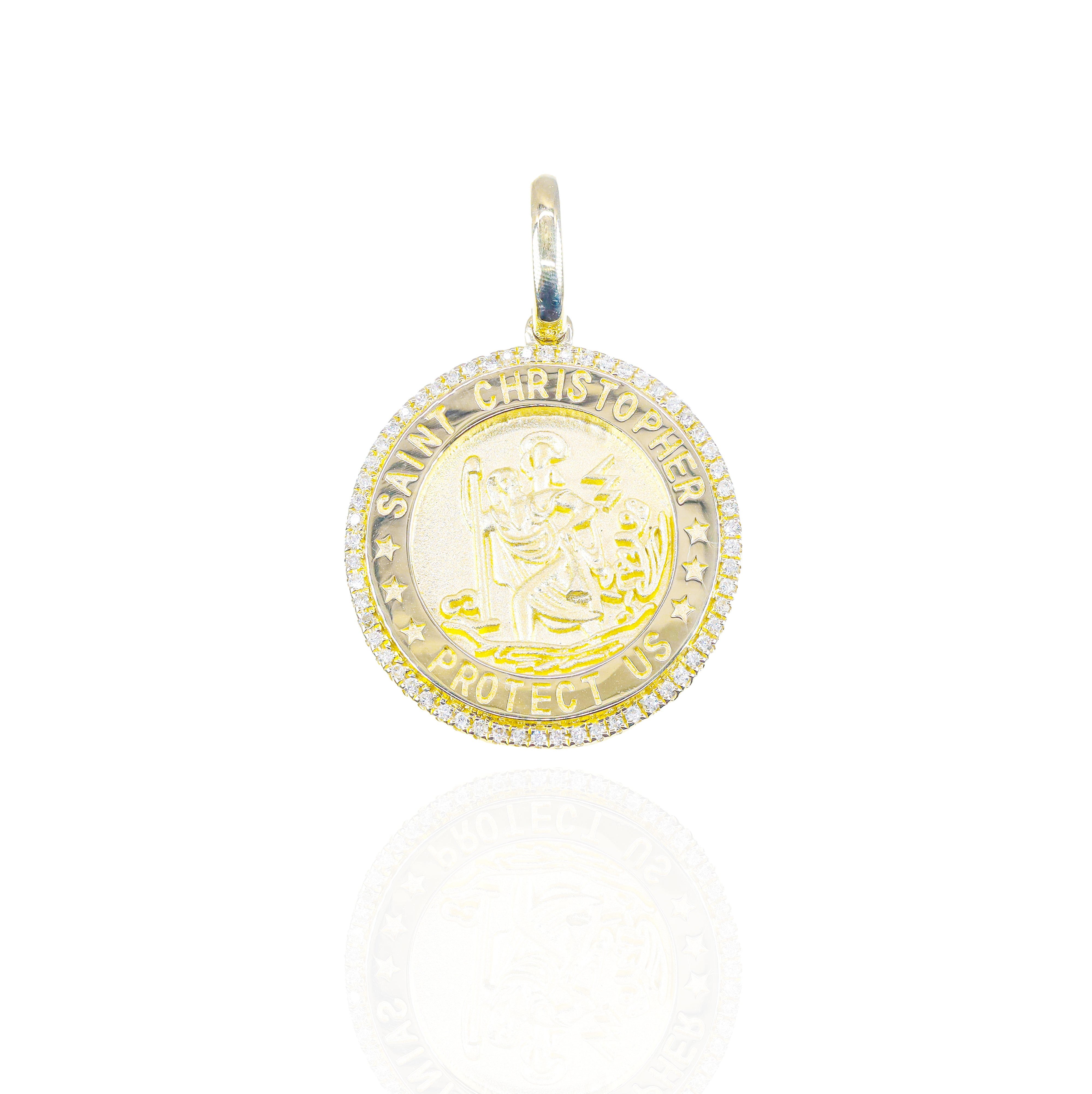 St.Christopher Gold Protect Us Diamond Pendant