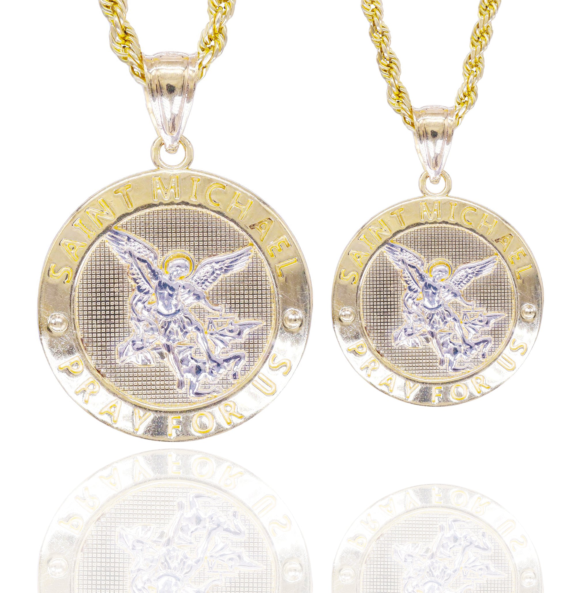 Saint Michael Pray for Us Gold Charm 