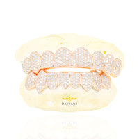 Custom SI Clarity Diamond Grillz Hand Set Natural Diamonds Gold Grillz (Zig-Zag Setting)