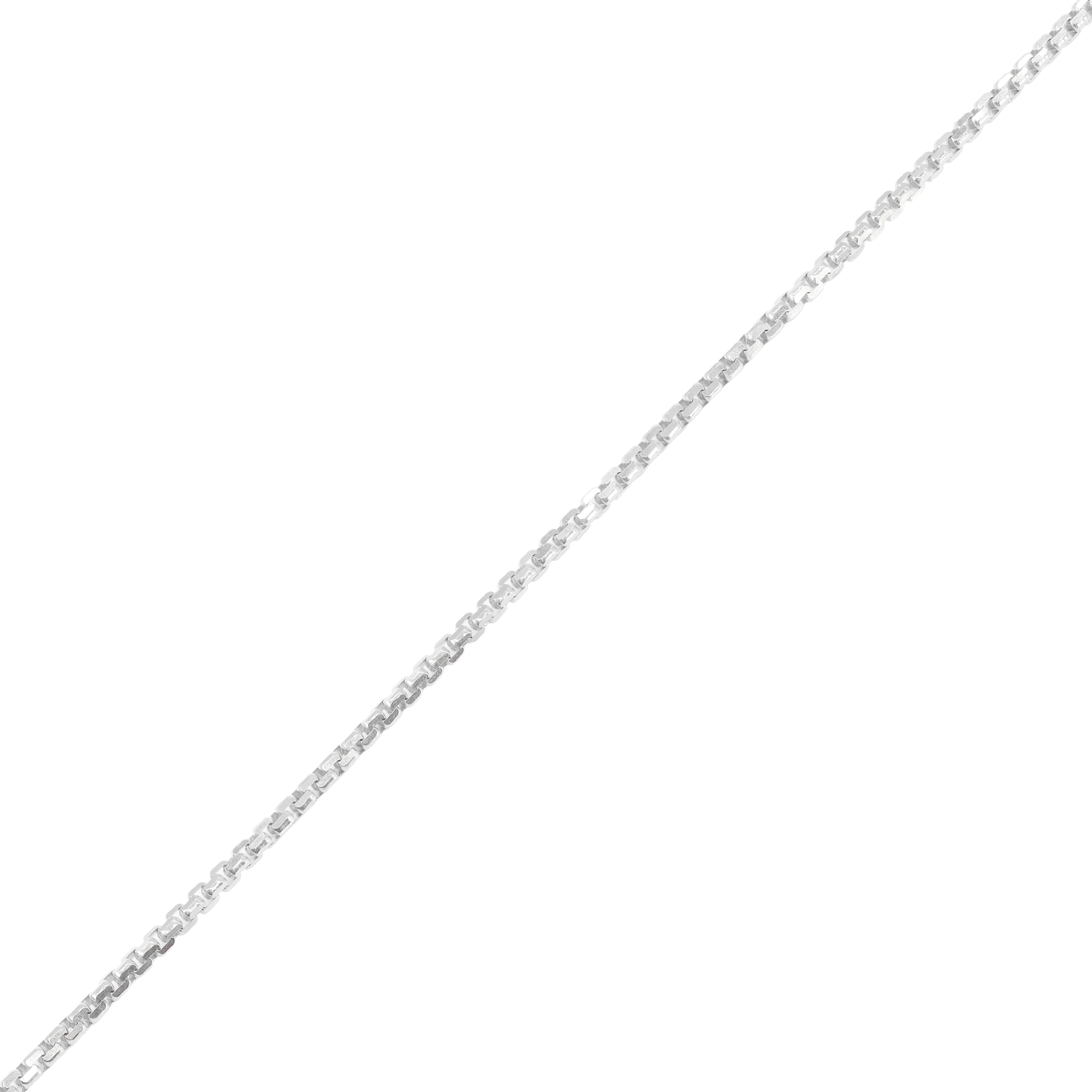 14KT White Gold Rounded Diamond Cut Box Gold Bracelet