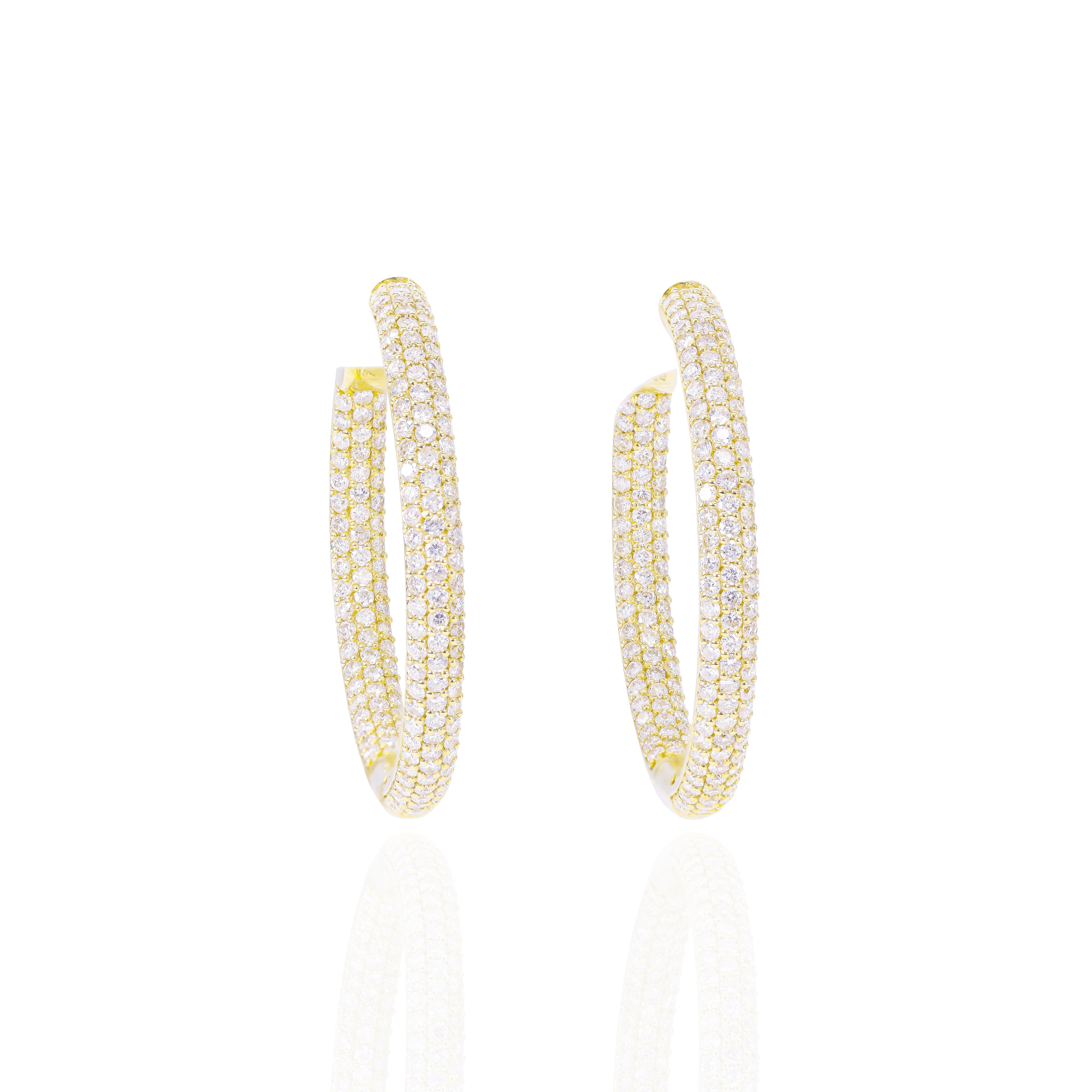 Bubbly Rounded Hoop Diamond Earrings (Inner and Outer Diamond)