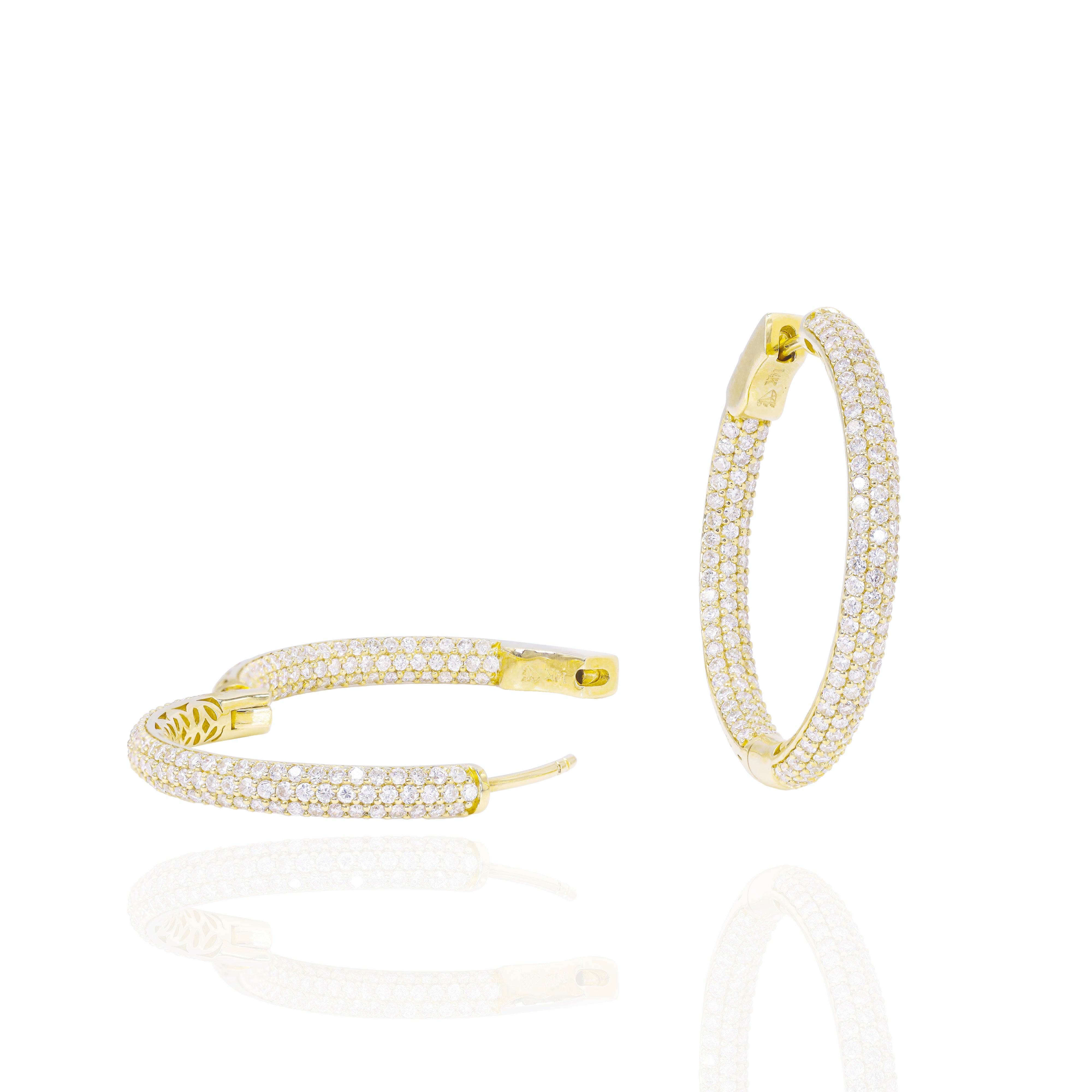 Bubbly Rounded Hoop Diamond Earrings (Inner and Outer Diamond)