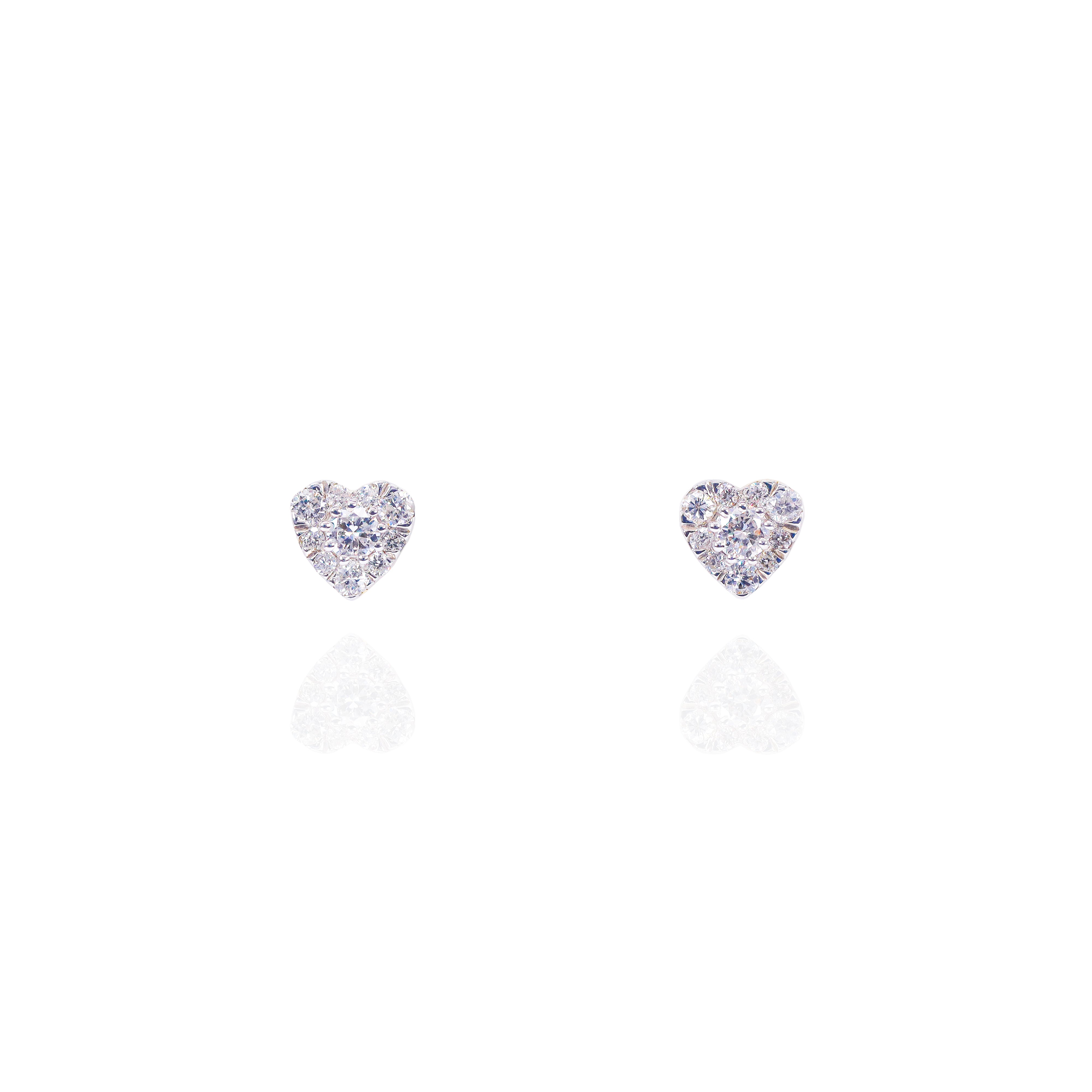 Center Diamond Heart Shape Diamond Earrings