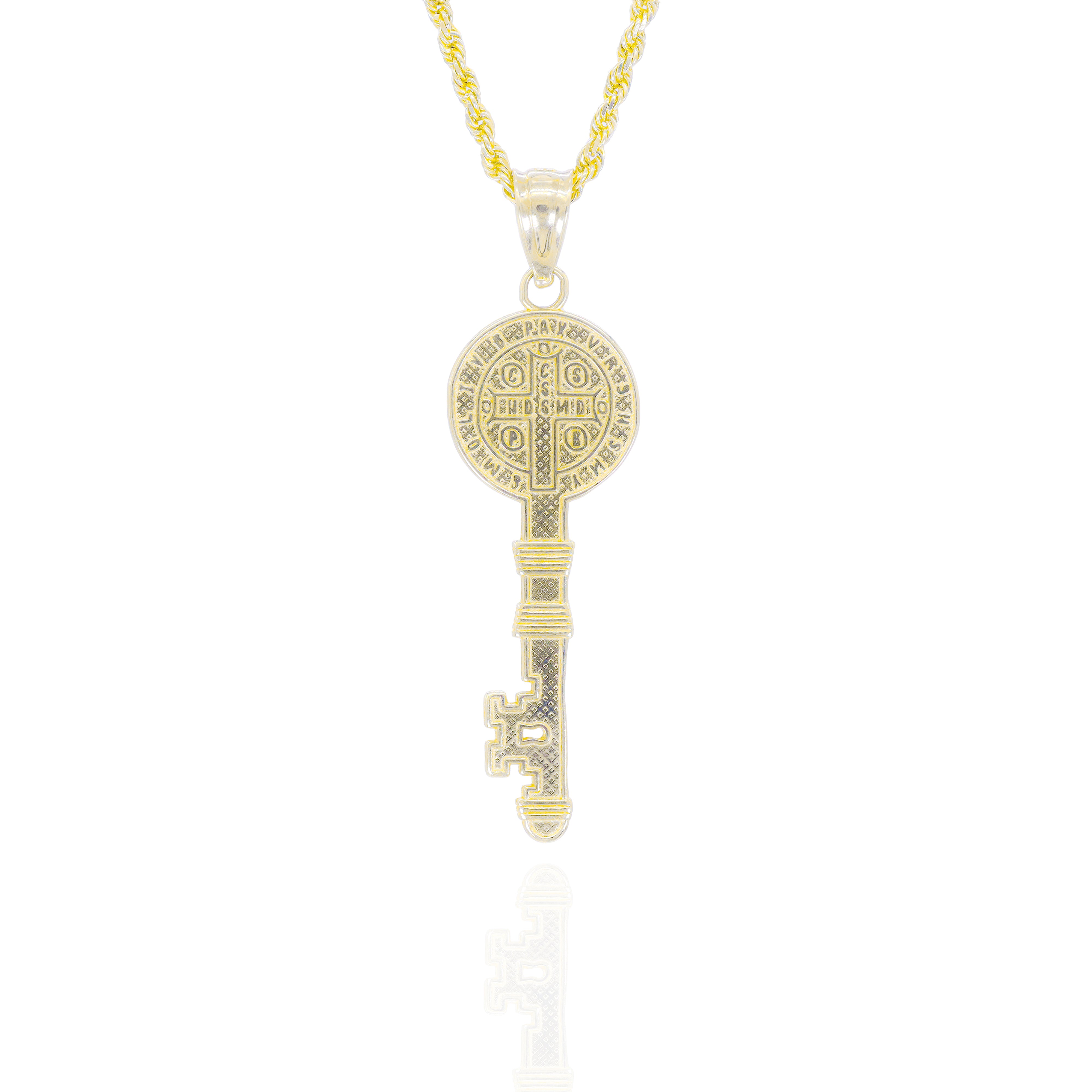 Key of Medal to Saint Benedict Gold Pendant