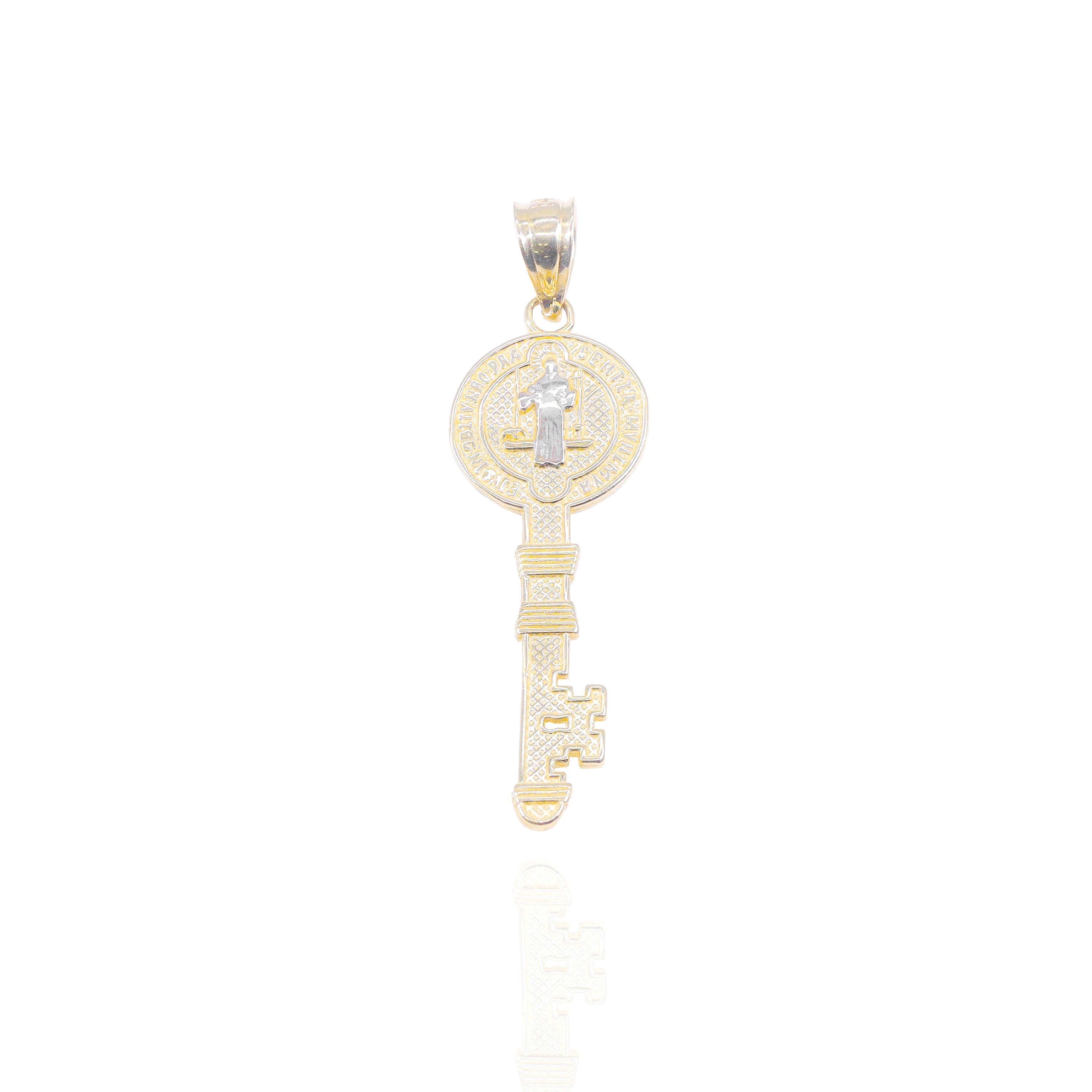 Key of Medal to Saint Benedict Gold Pendant