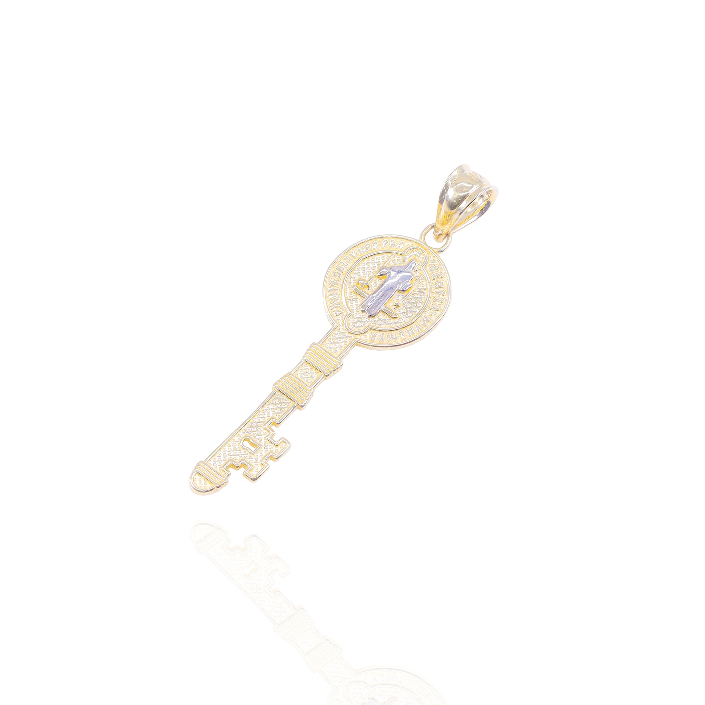 Key of Medal to Saint Benedict Gold Pendant