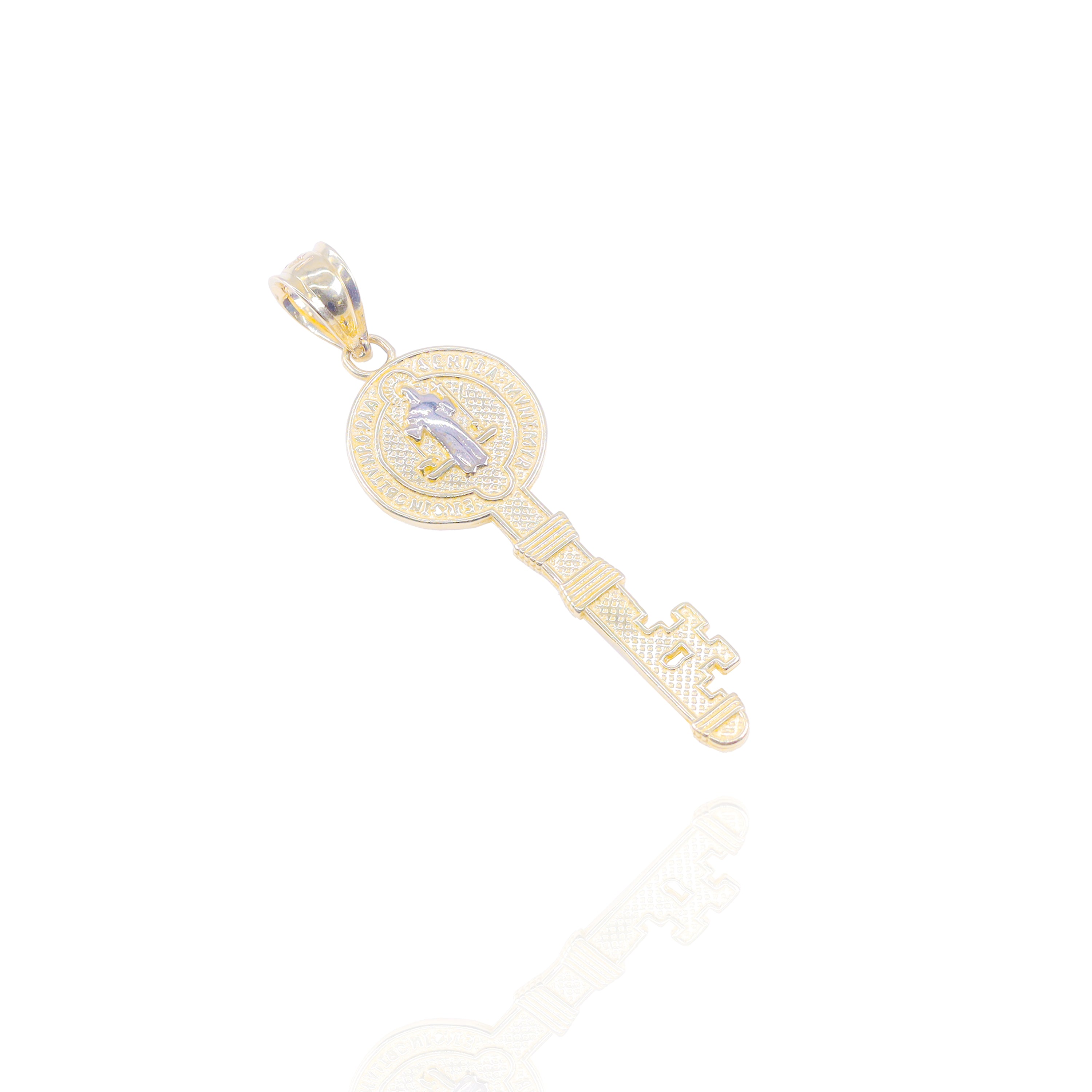 Key of Medal to Saint Benedict Gold Pendant