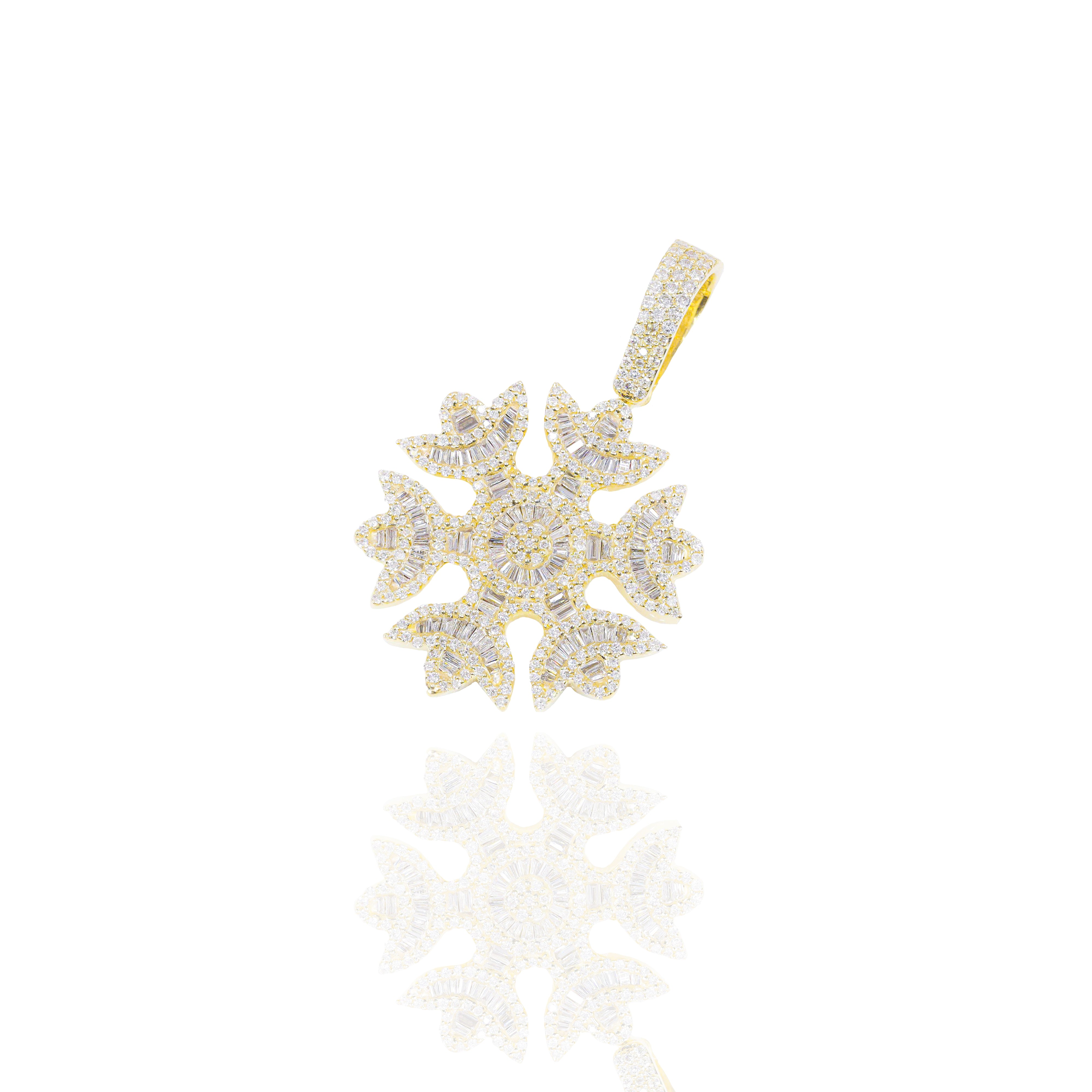 SnowFlake Baguette Diamond Pendant (Mid-Size)