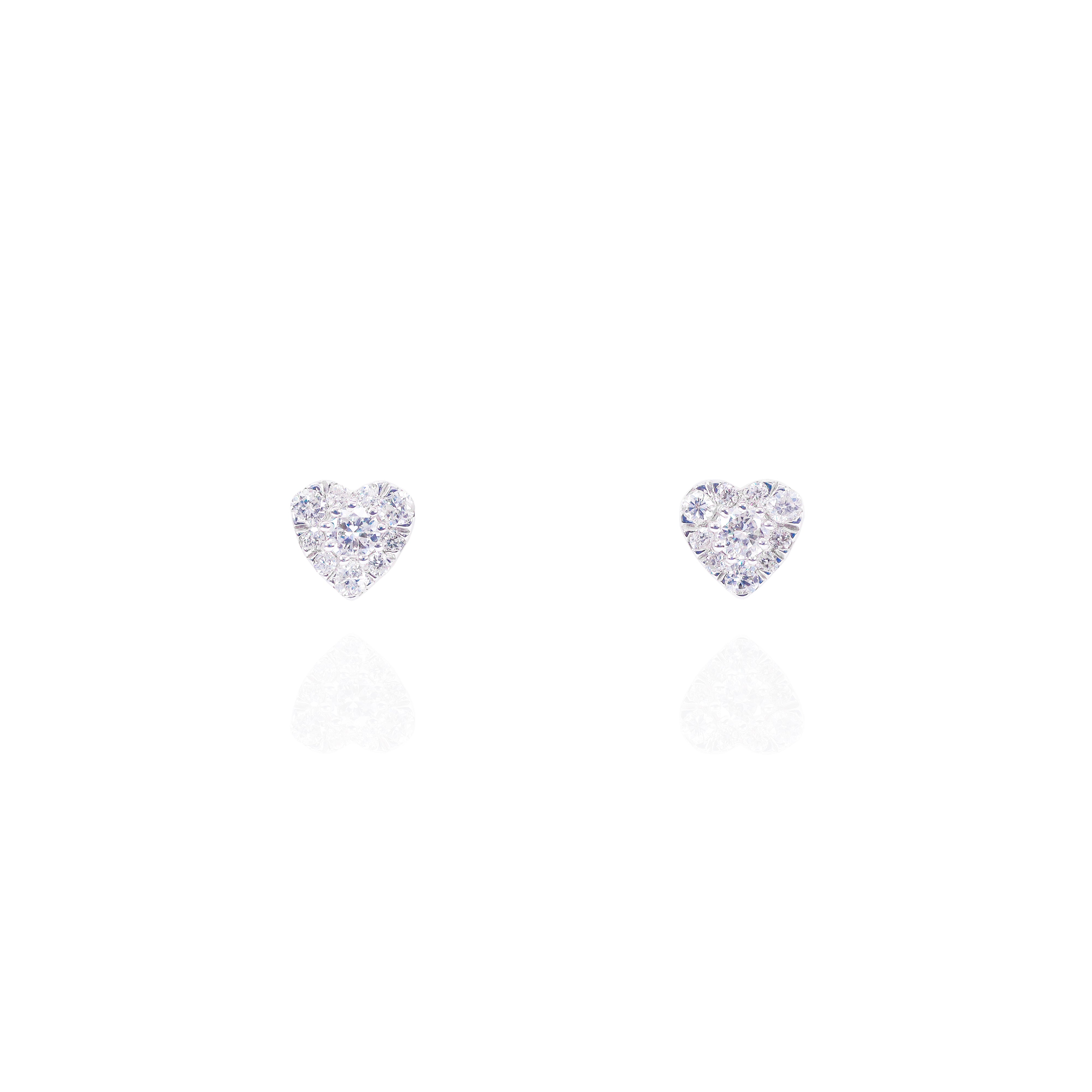 Center Diamond Heart Shape Diamond Earrings