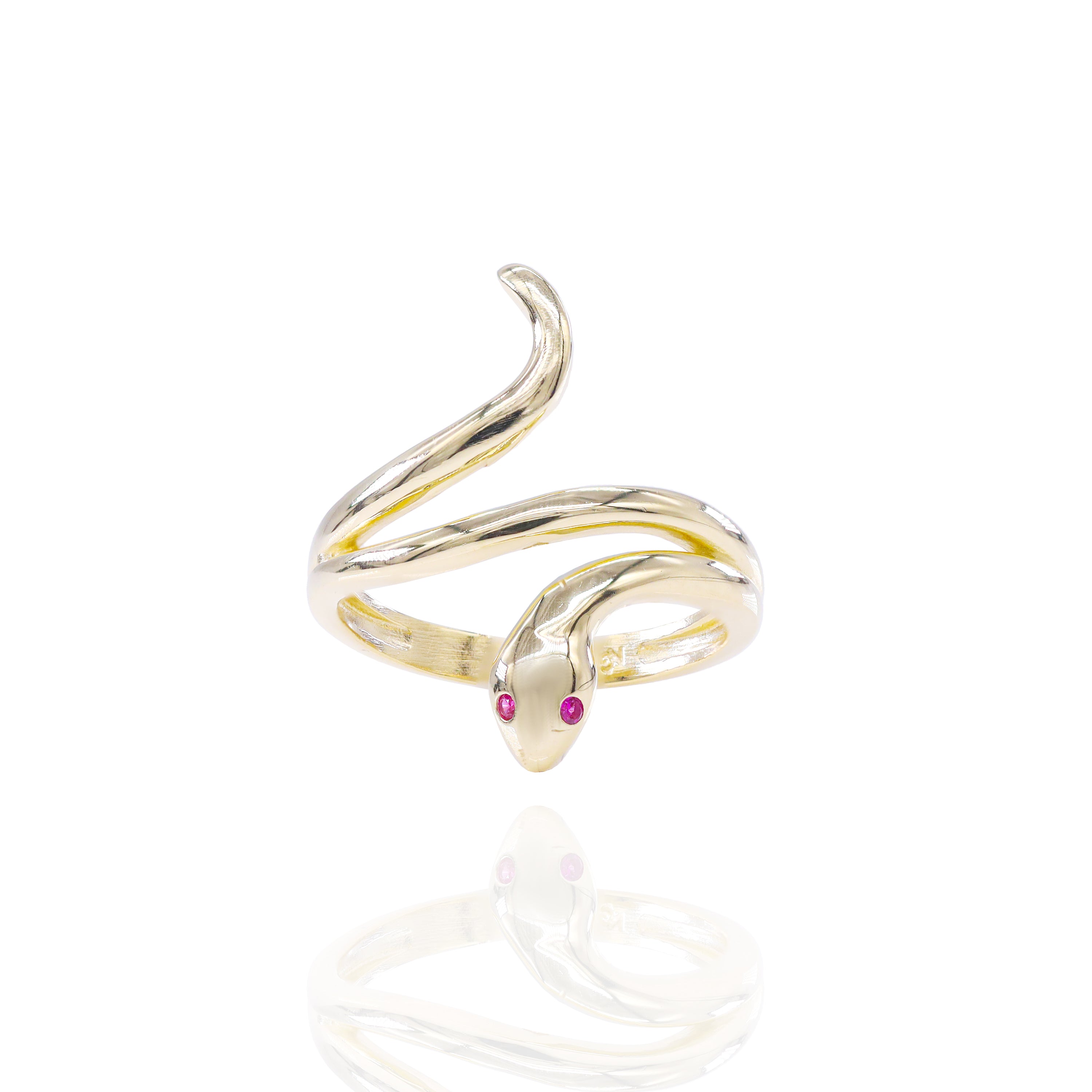 Constricted Solid Gold Snake Ring