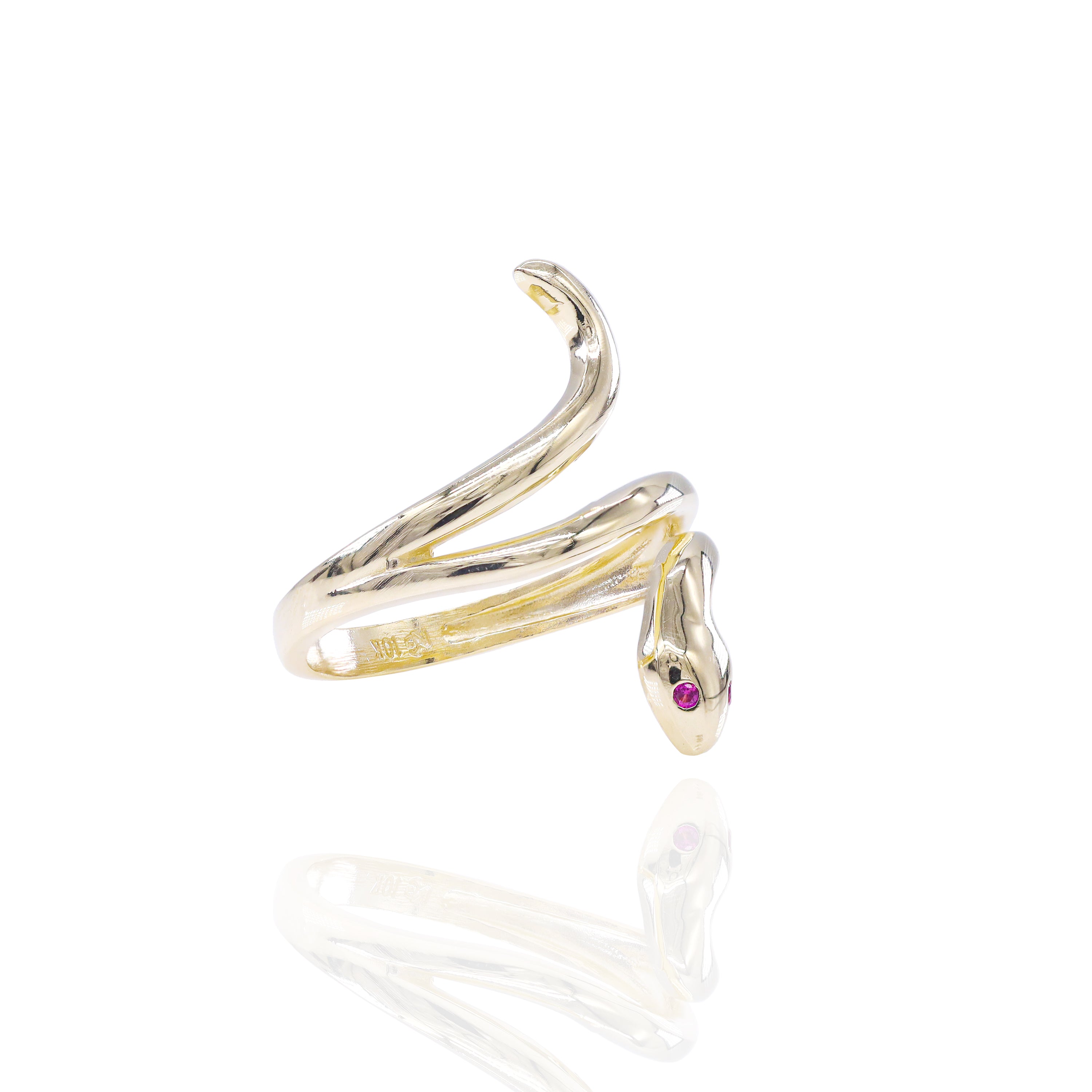 Constricted Solid Gold Snake Ring