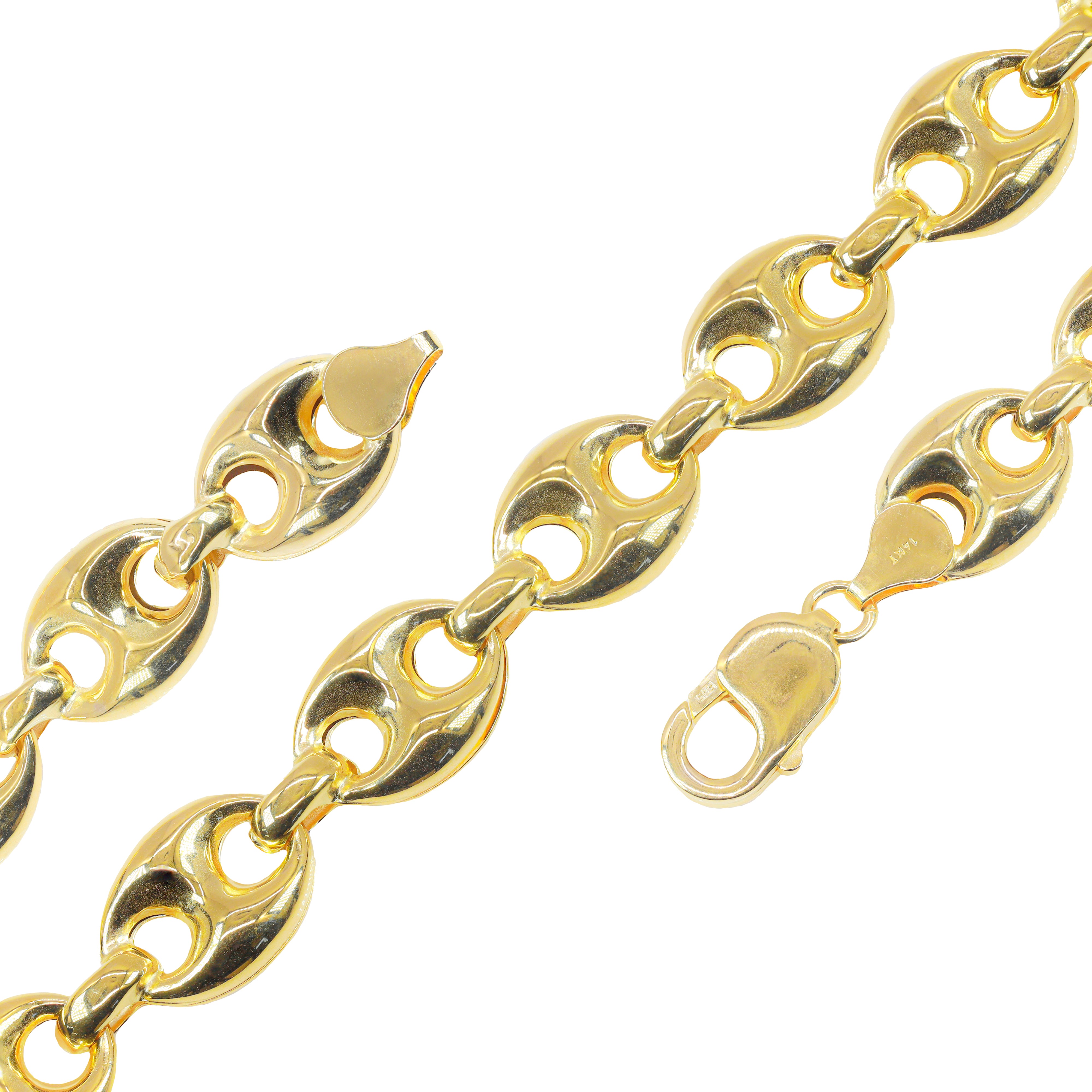 14KT Semi-Solid Mariner Link Yellow Gold Chain
