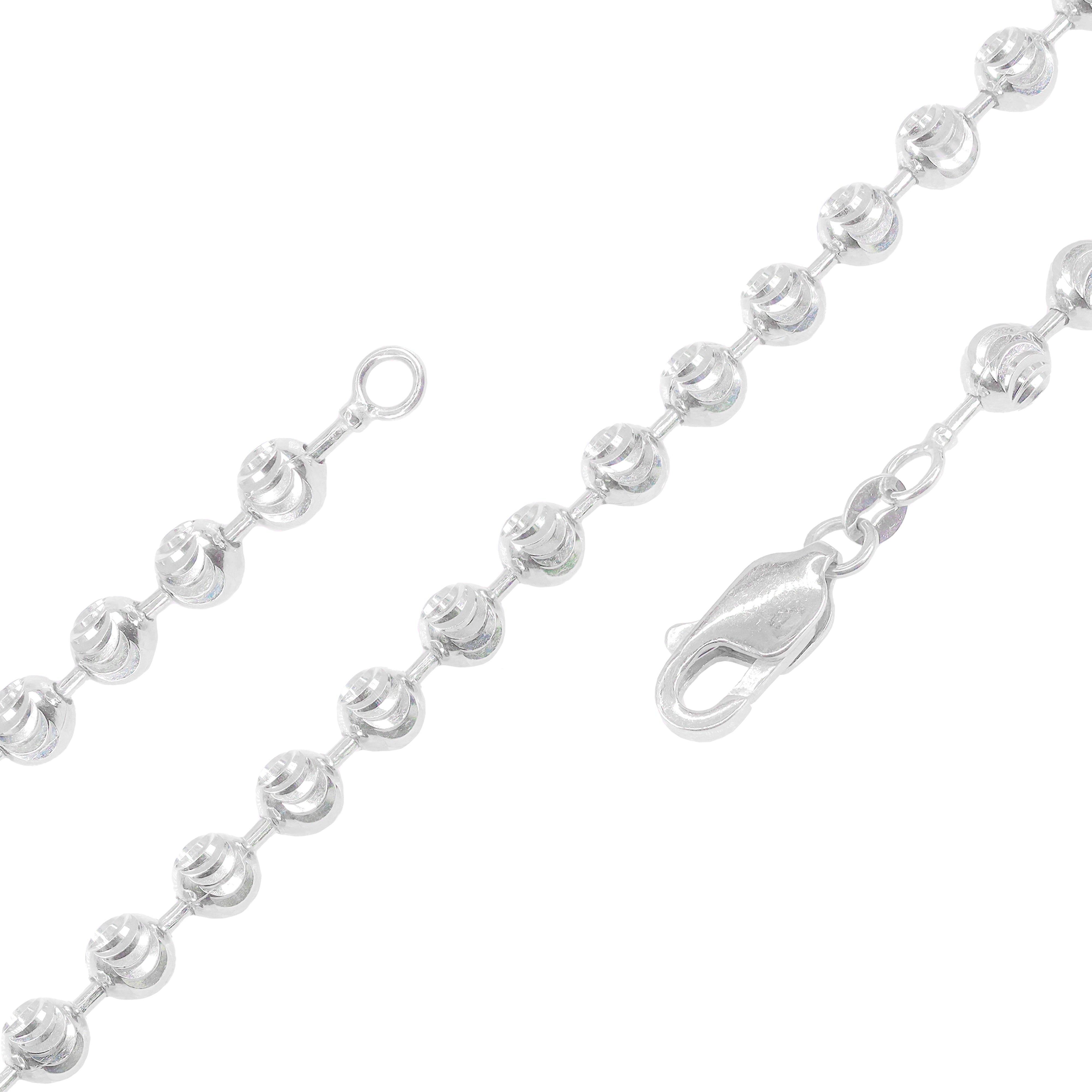 10KT Solid Moon Cut White Gold Chain