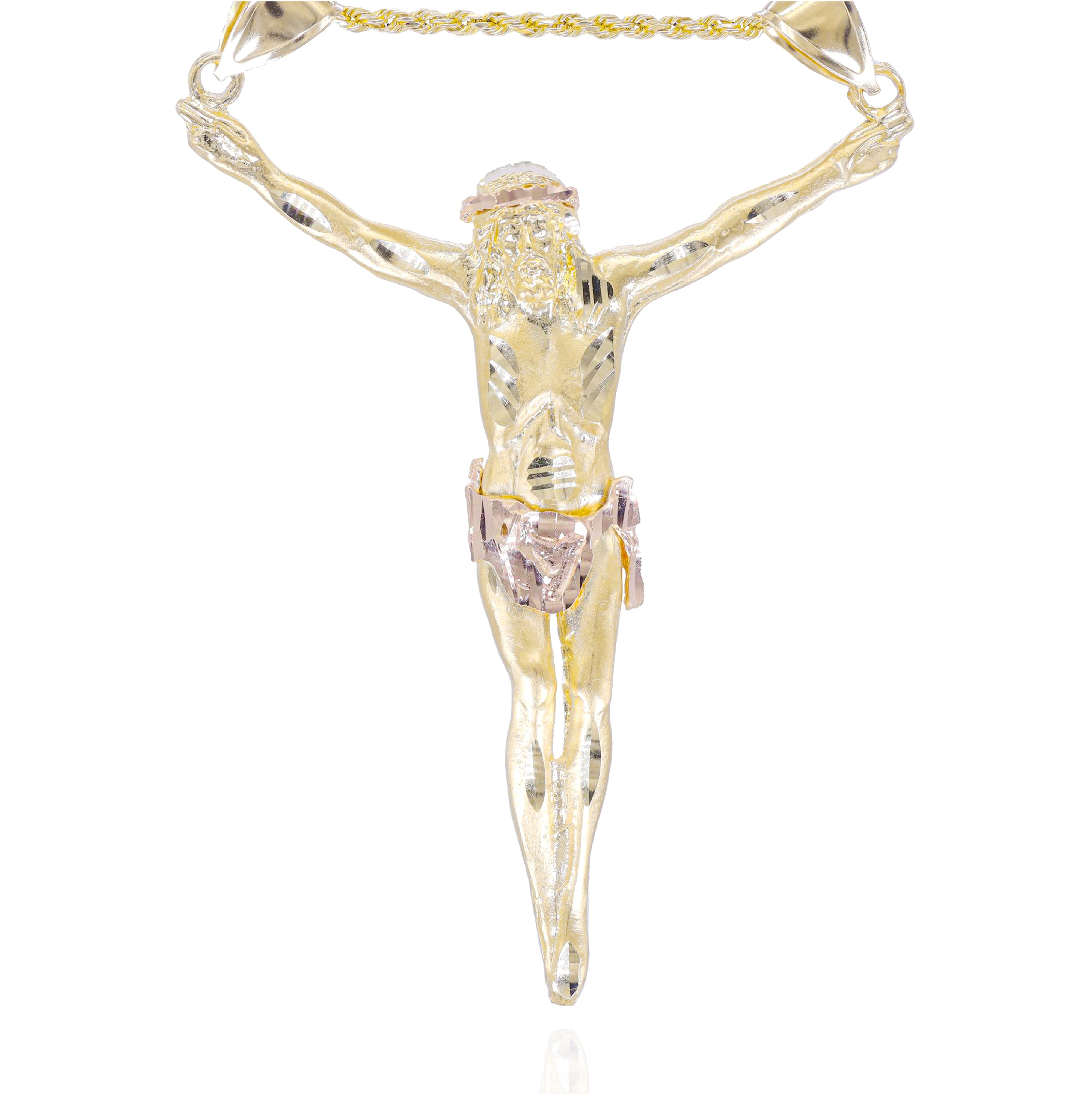 Solid Gold Large Jesus crucified on cross charm