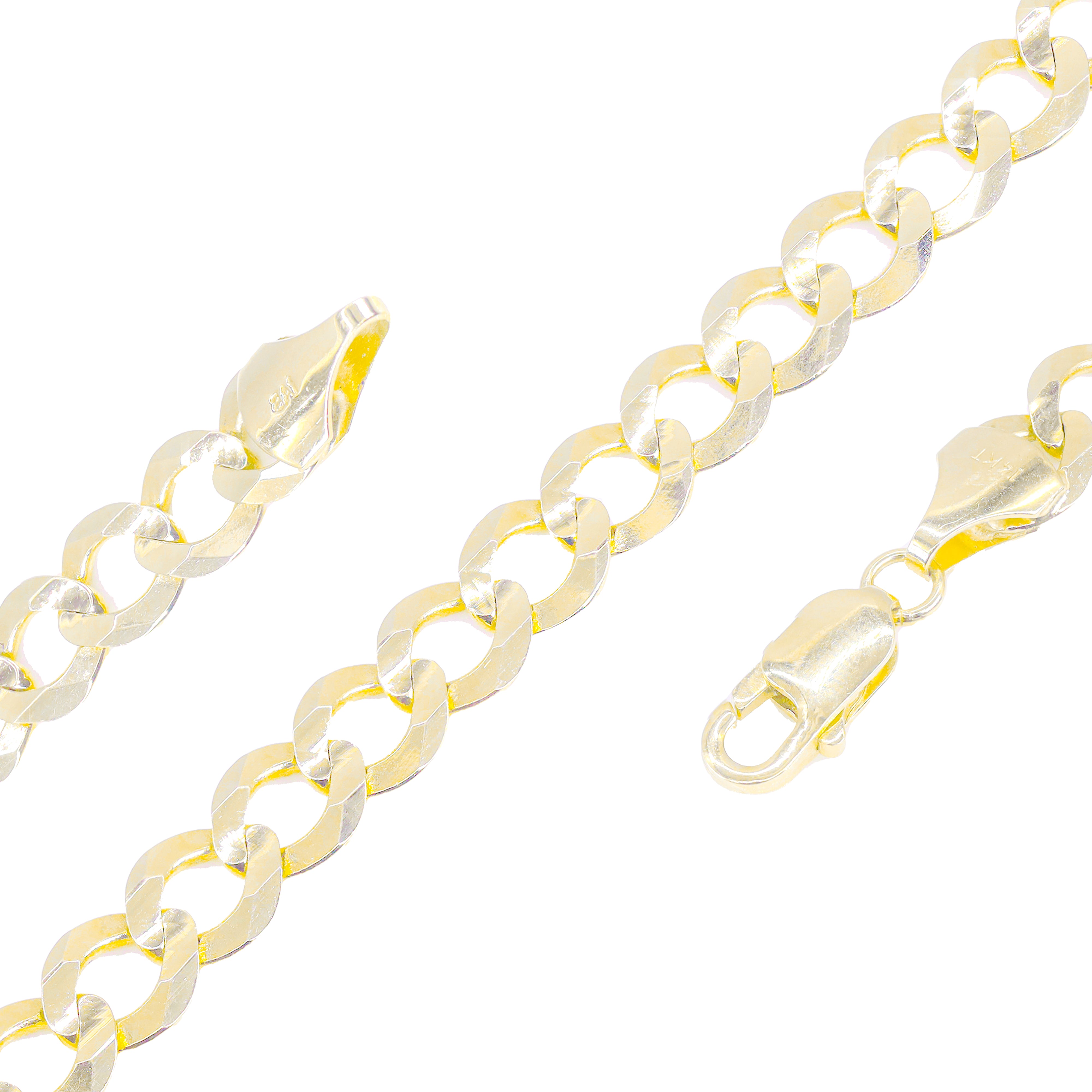 14KT Solid Flat Curved Cuban Yellow Gold Chain