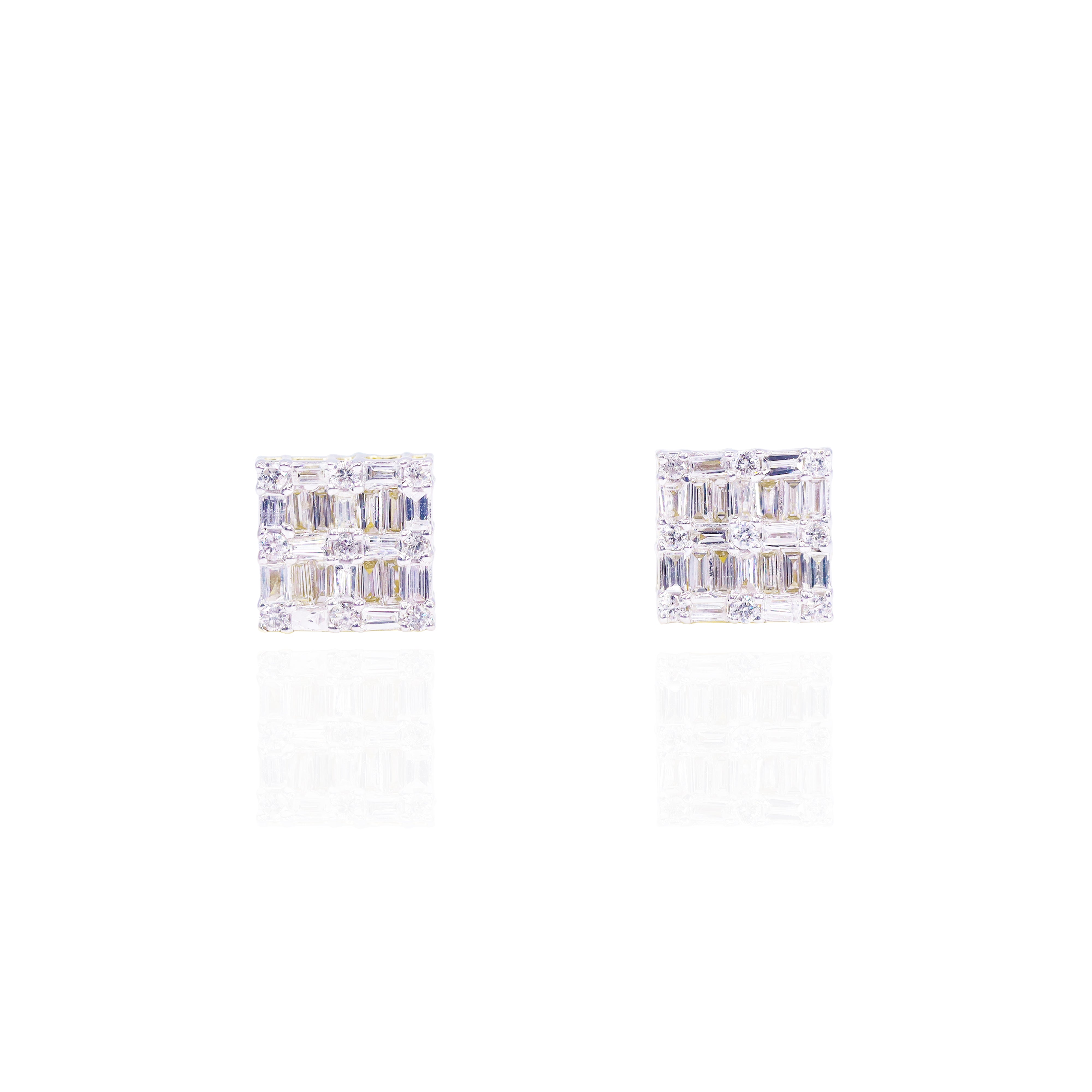 Square Baguette Diamond Earrings