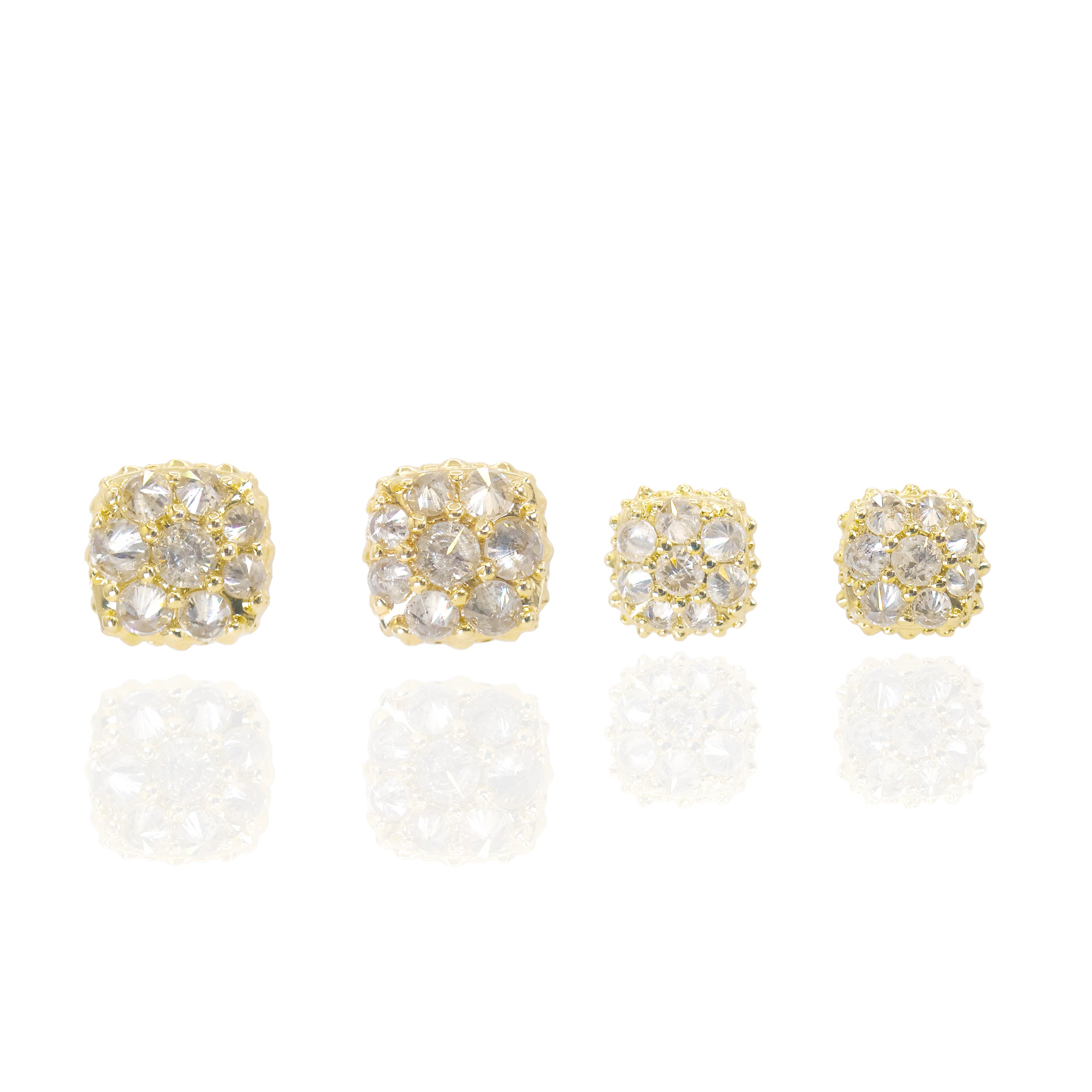 Upside Down Setting Diamond Square Cluster Earrings