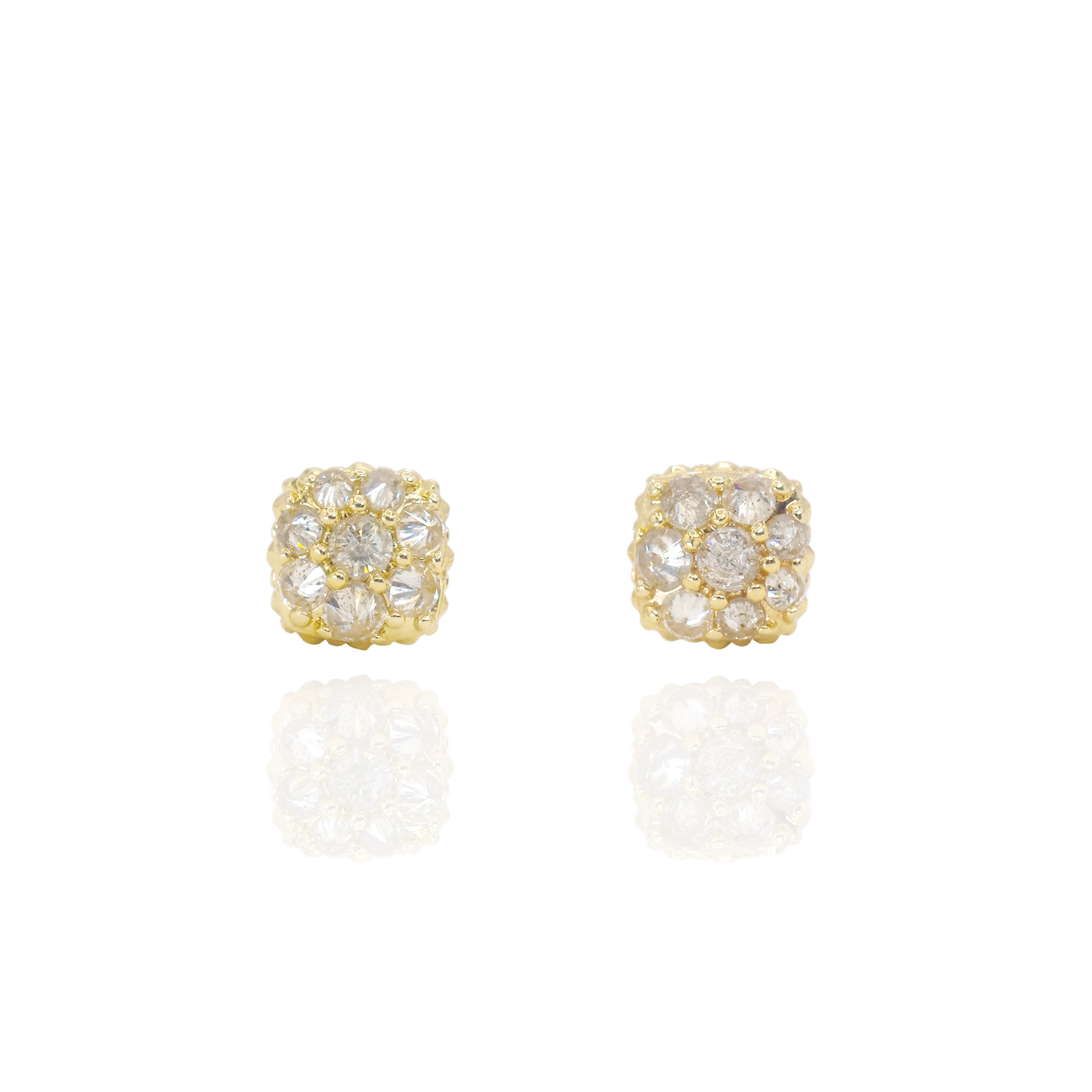Upside Down Setting Diamond Square Cluster Earrings