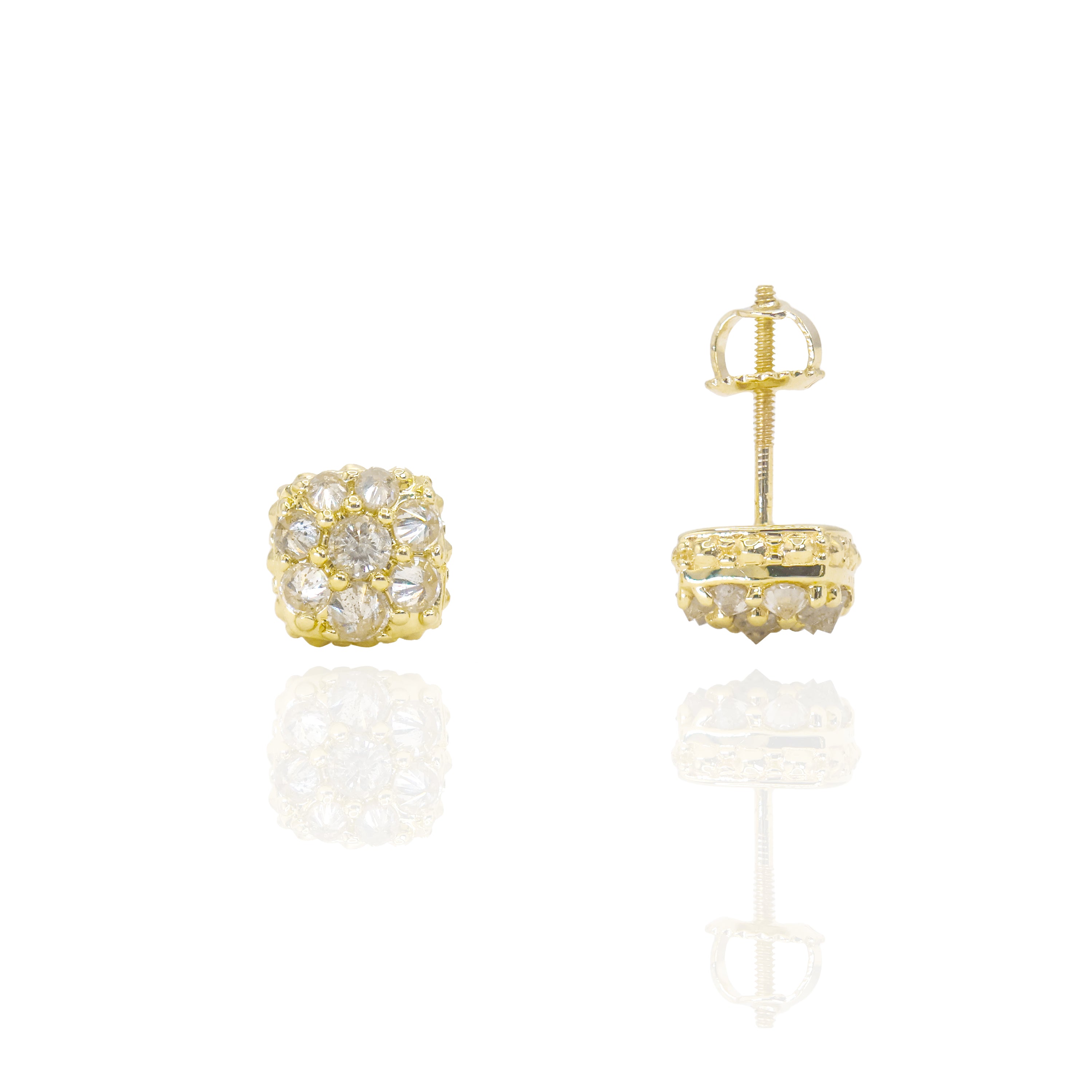 Upside Down Setting Diamond Square Cluster Earrings