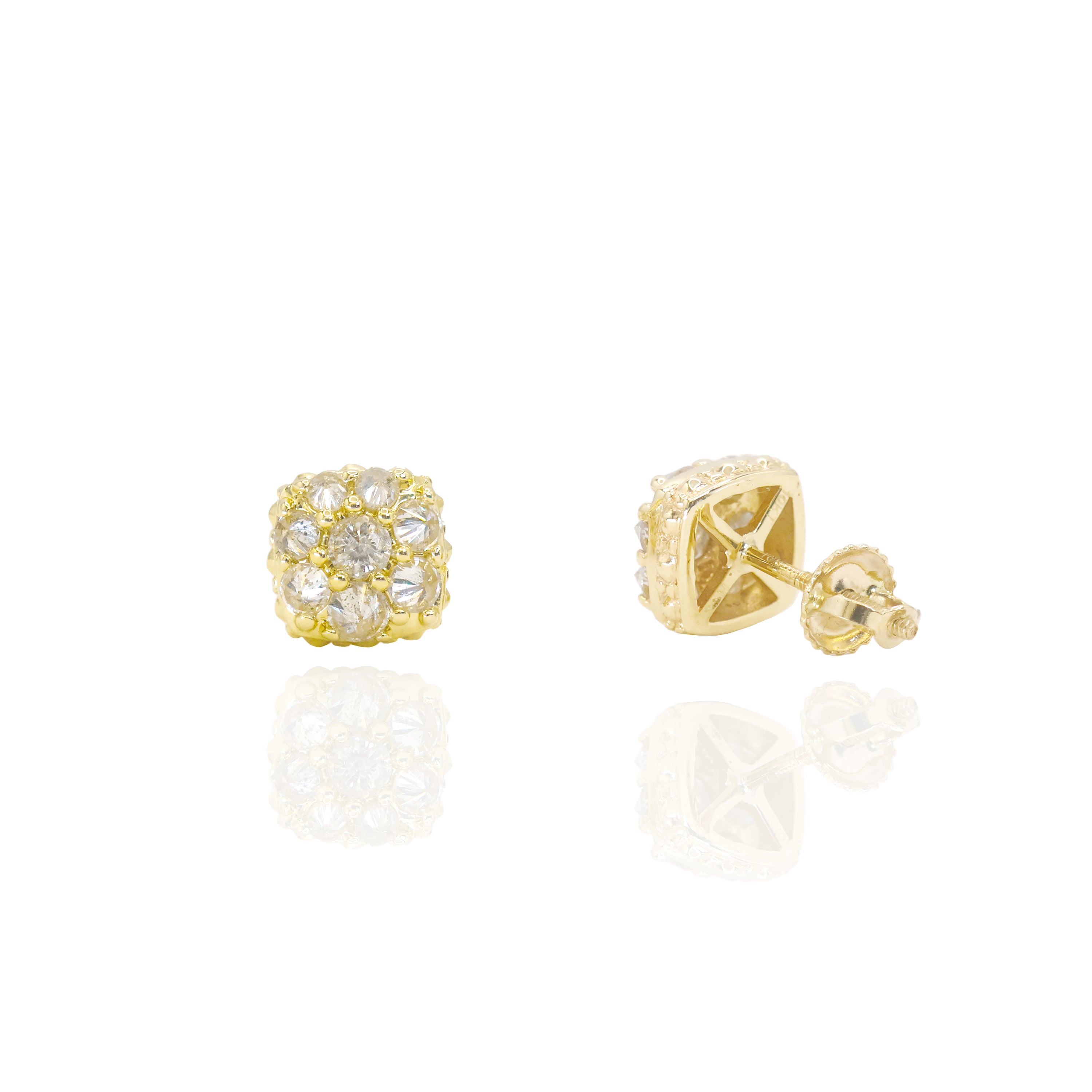 Upside Down Setting Diamond Square Cluster Earrings