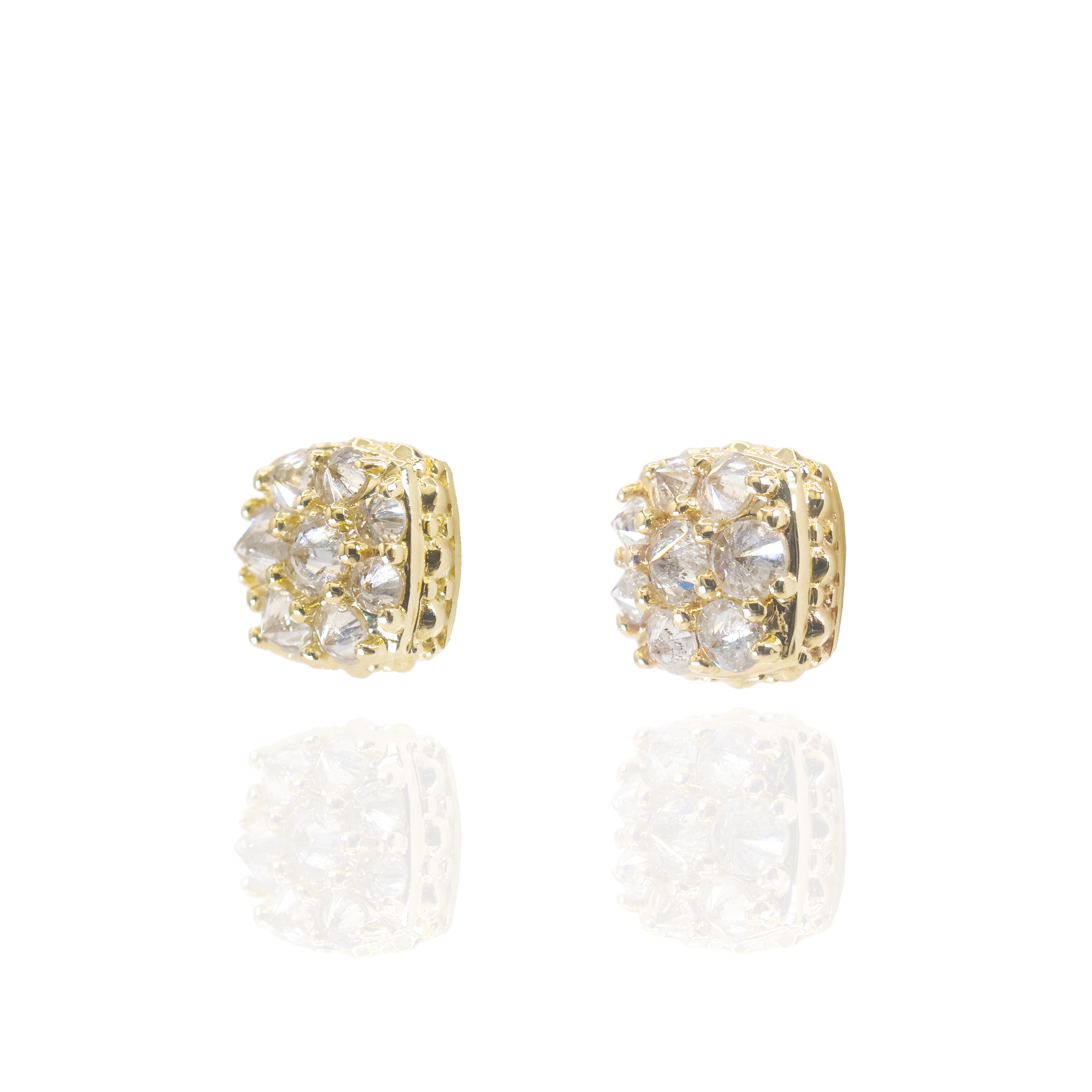 Upside Down Setting Diamond Square Cluster Earrings