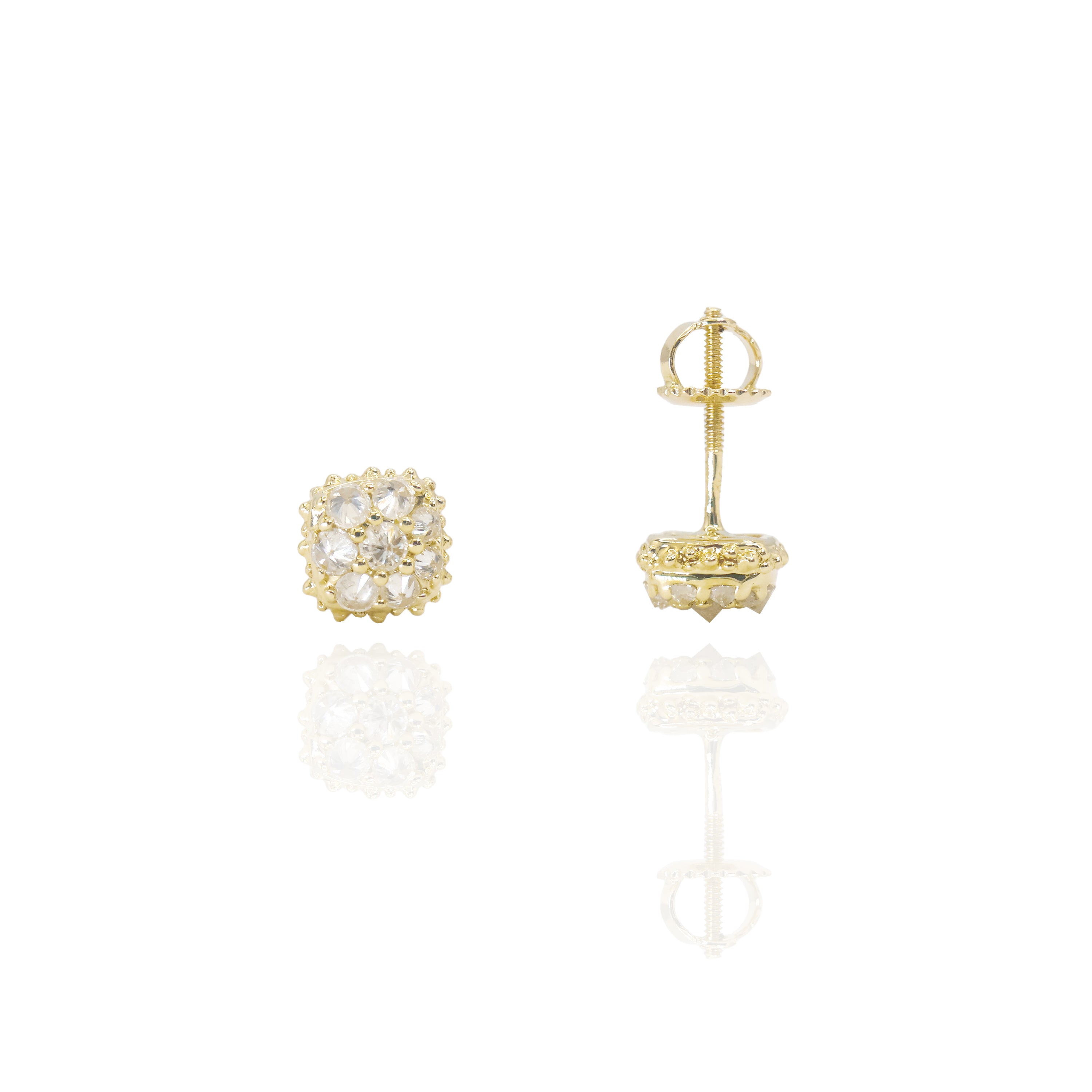 Upside Down Setting Diamond Square Cluster Earrings
