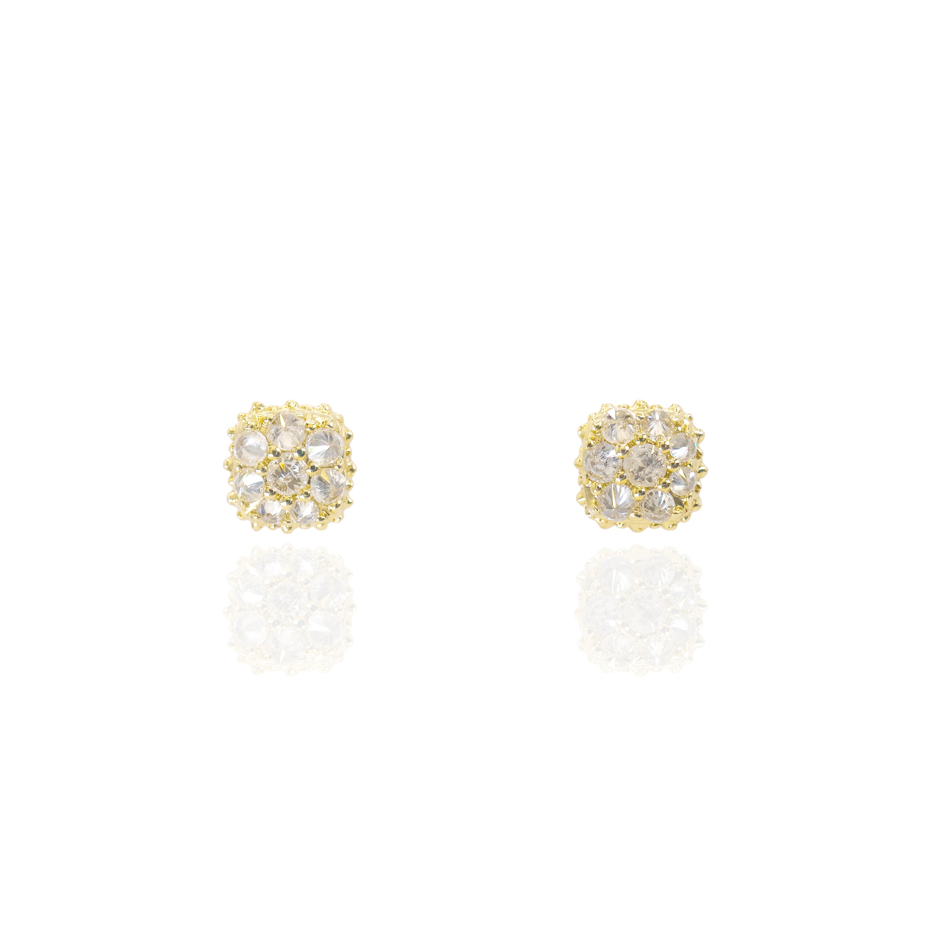 Upside Down Setting Diamond Square Cluster Earrings